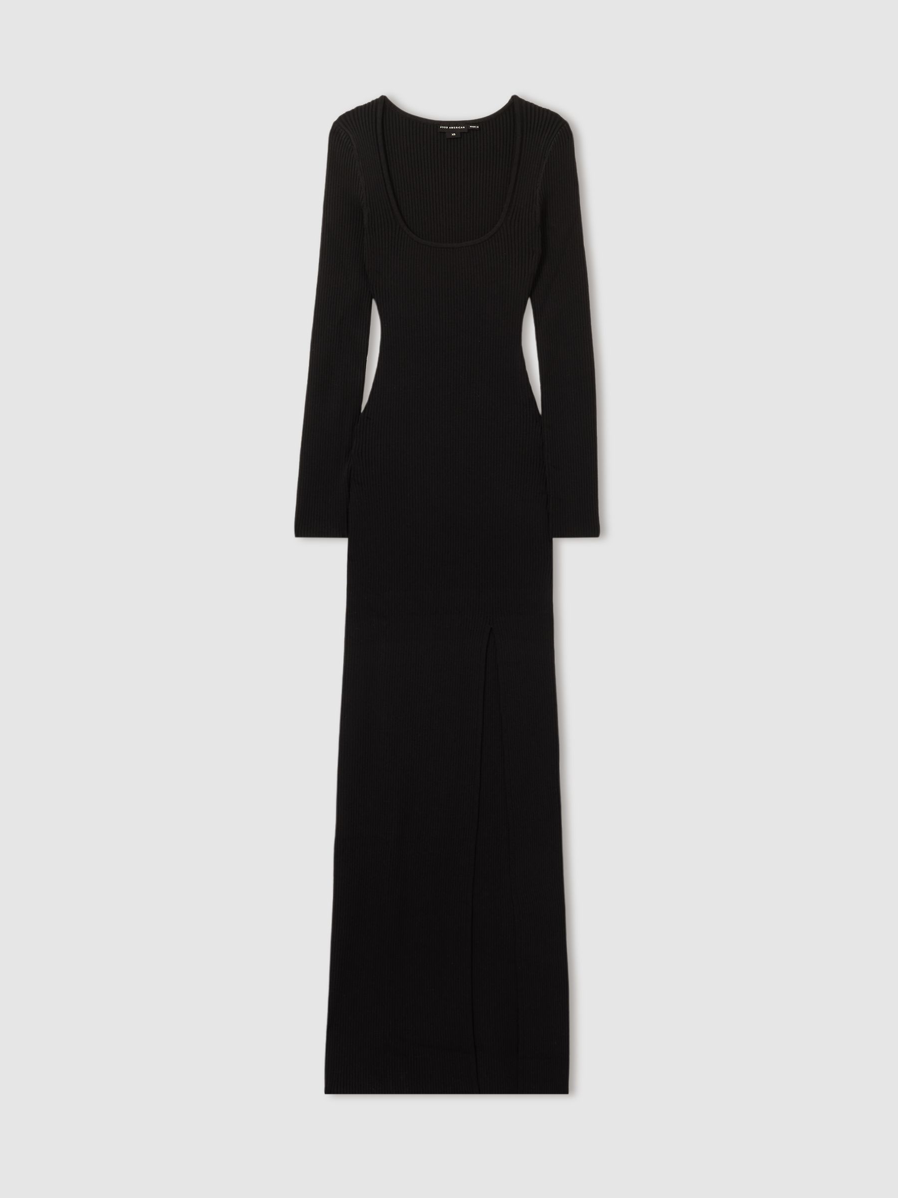 Good American Ribbed Midi Dress in Black