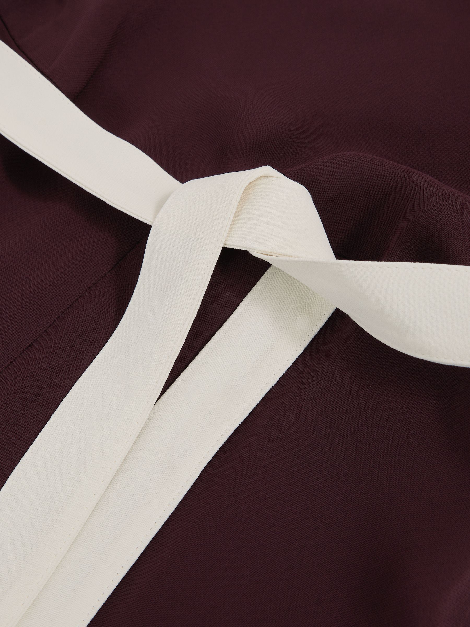 Petite Colourblock Wide Leg Belted Jumpsuit in Burgundy/Cream