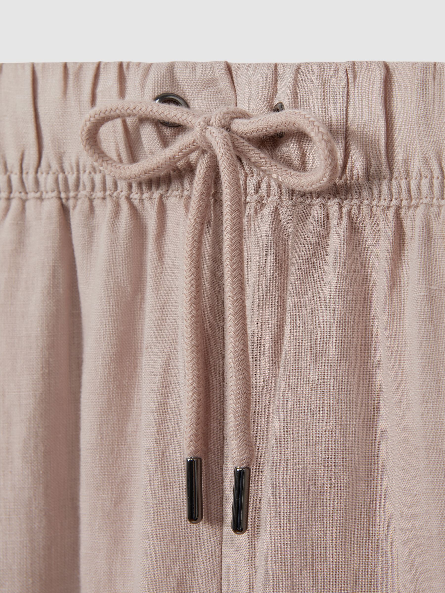 Garment Dyed Wide Leg 100% Linen Trousers in Dusty Pink