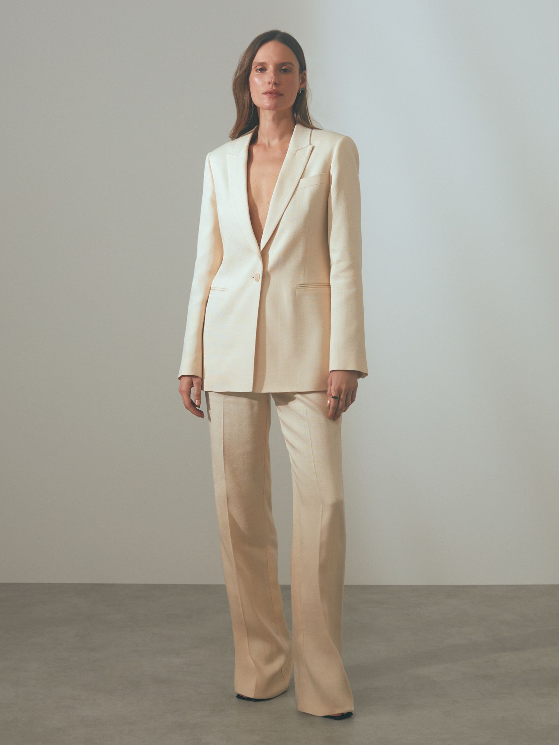 Atelier Italian Textured Single Breasted Suit Blazer in Blush