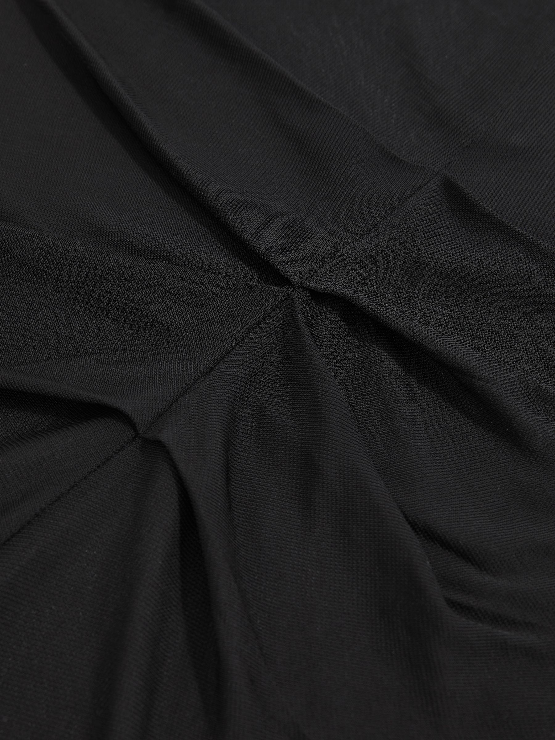 Rib Detail Jersey Top in Black