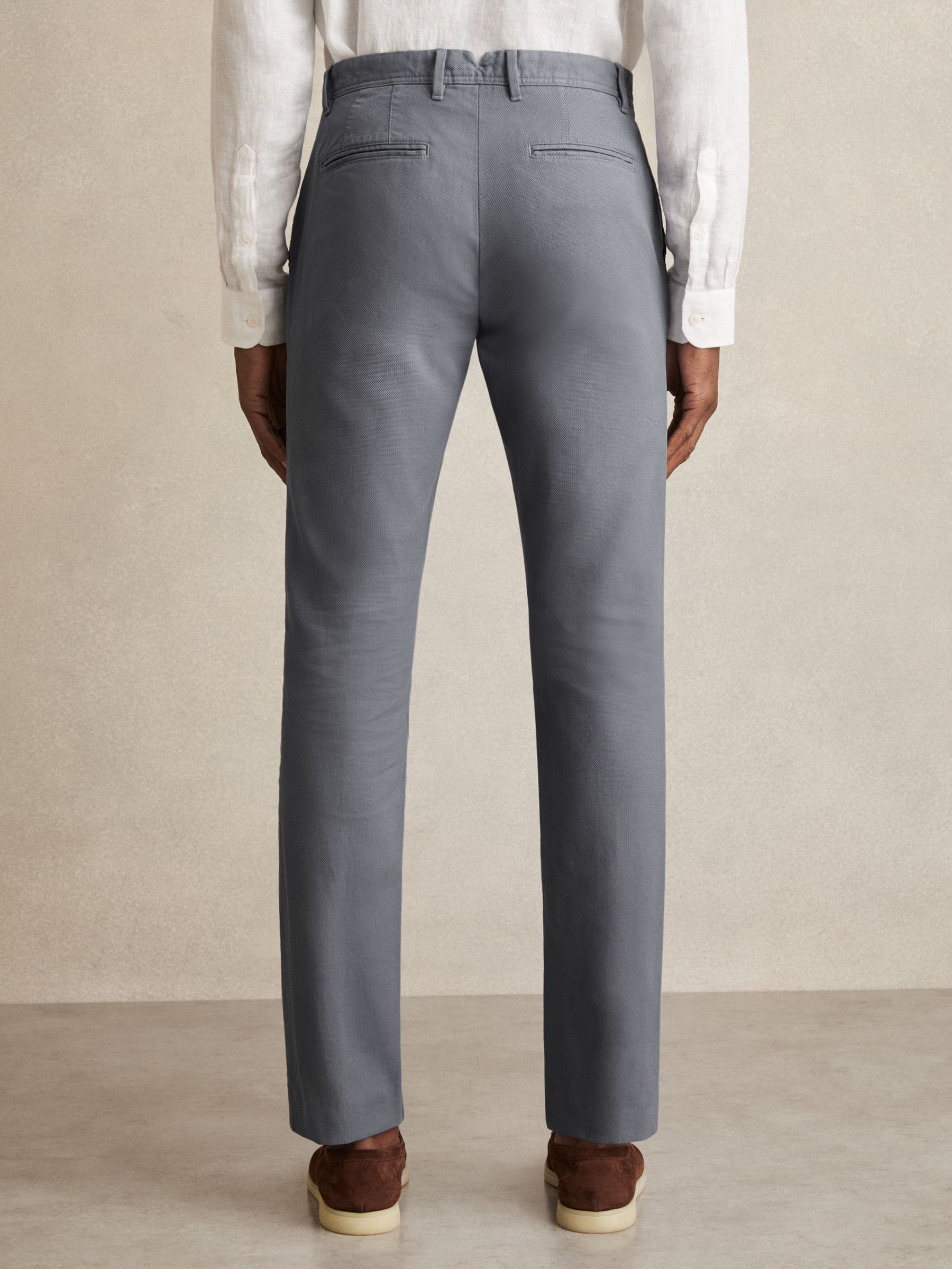 Cotton-Piqué Slim-Fit Chinos in Airforce Blue