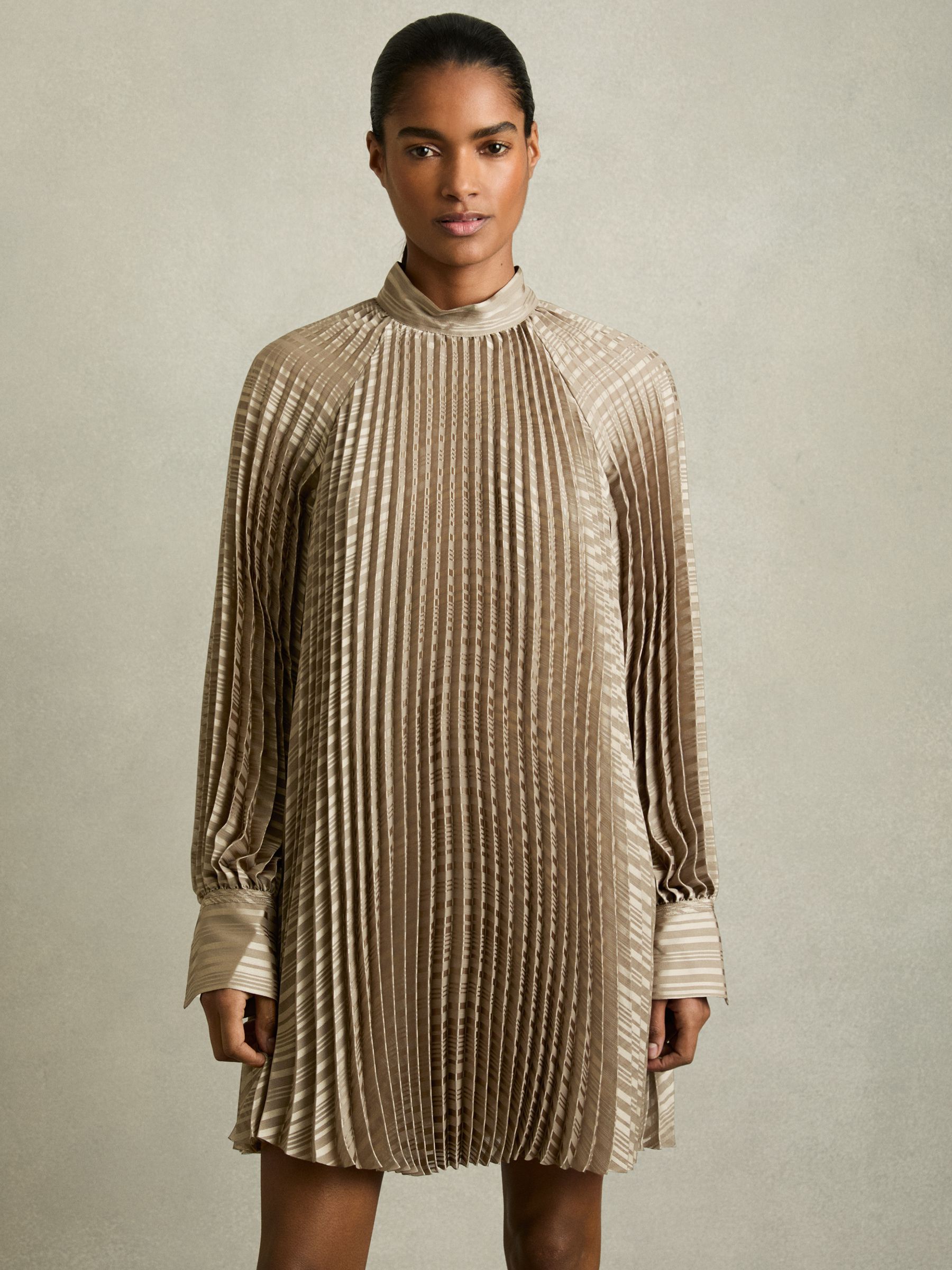 Pleated Belted Mini Dress in Sage