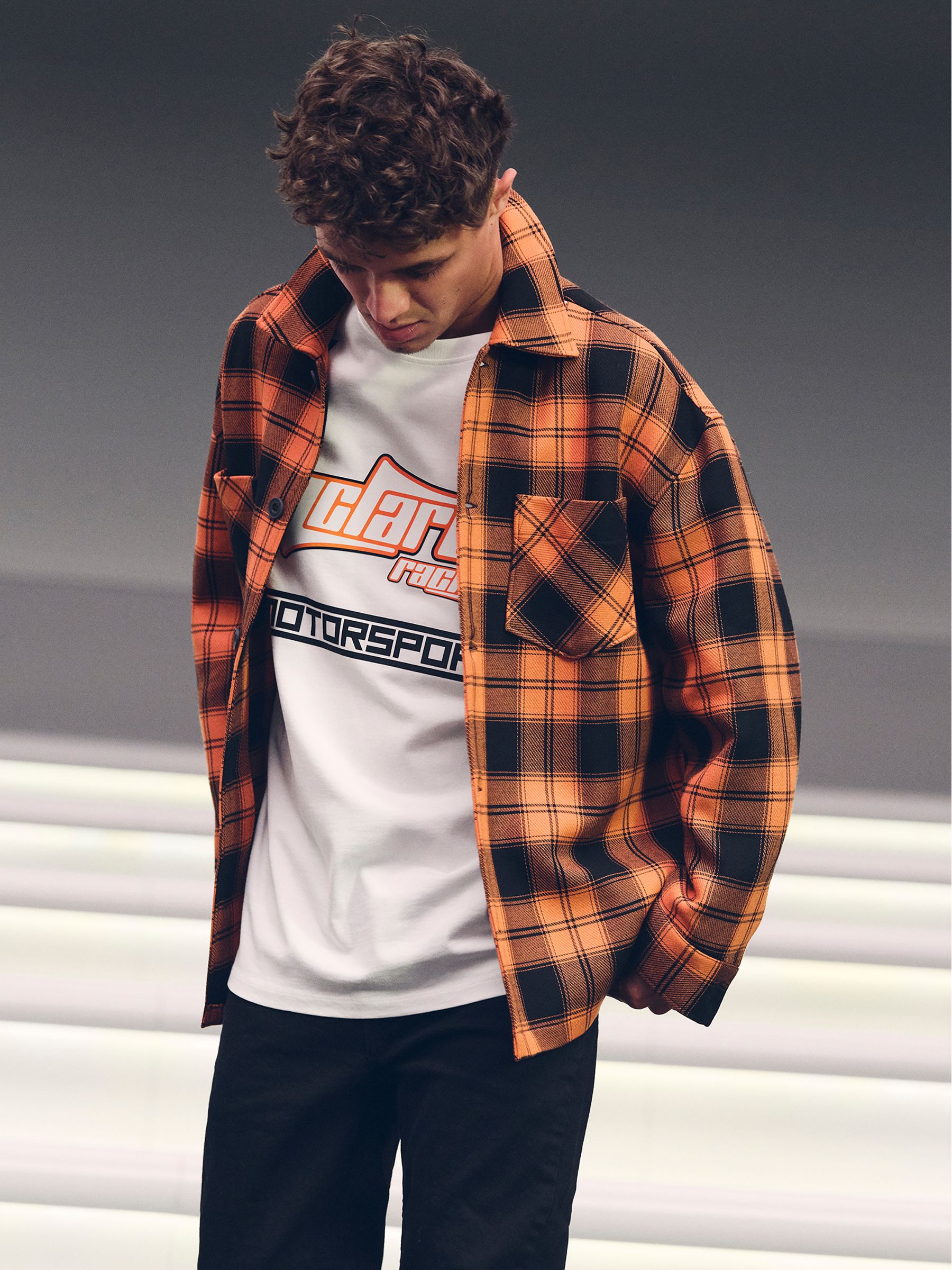 McLaren F1 Team Check Logo Overshirt in Papaya Orange/Black