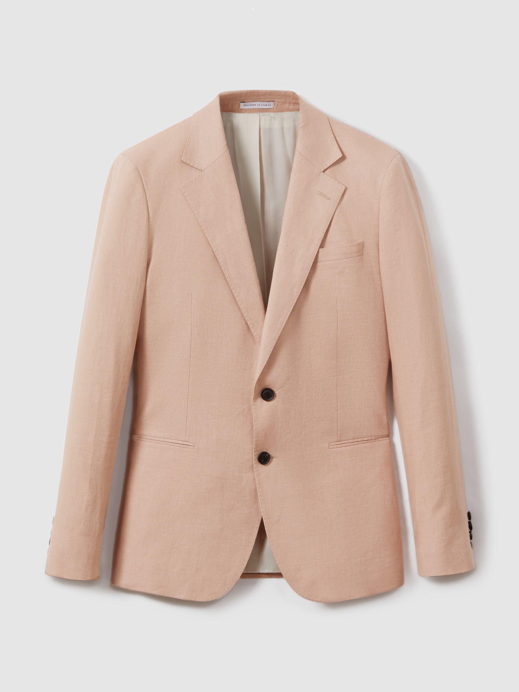 Single-Breasted Linen Suit Blazer Slim Fit in Pink