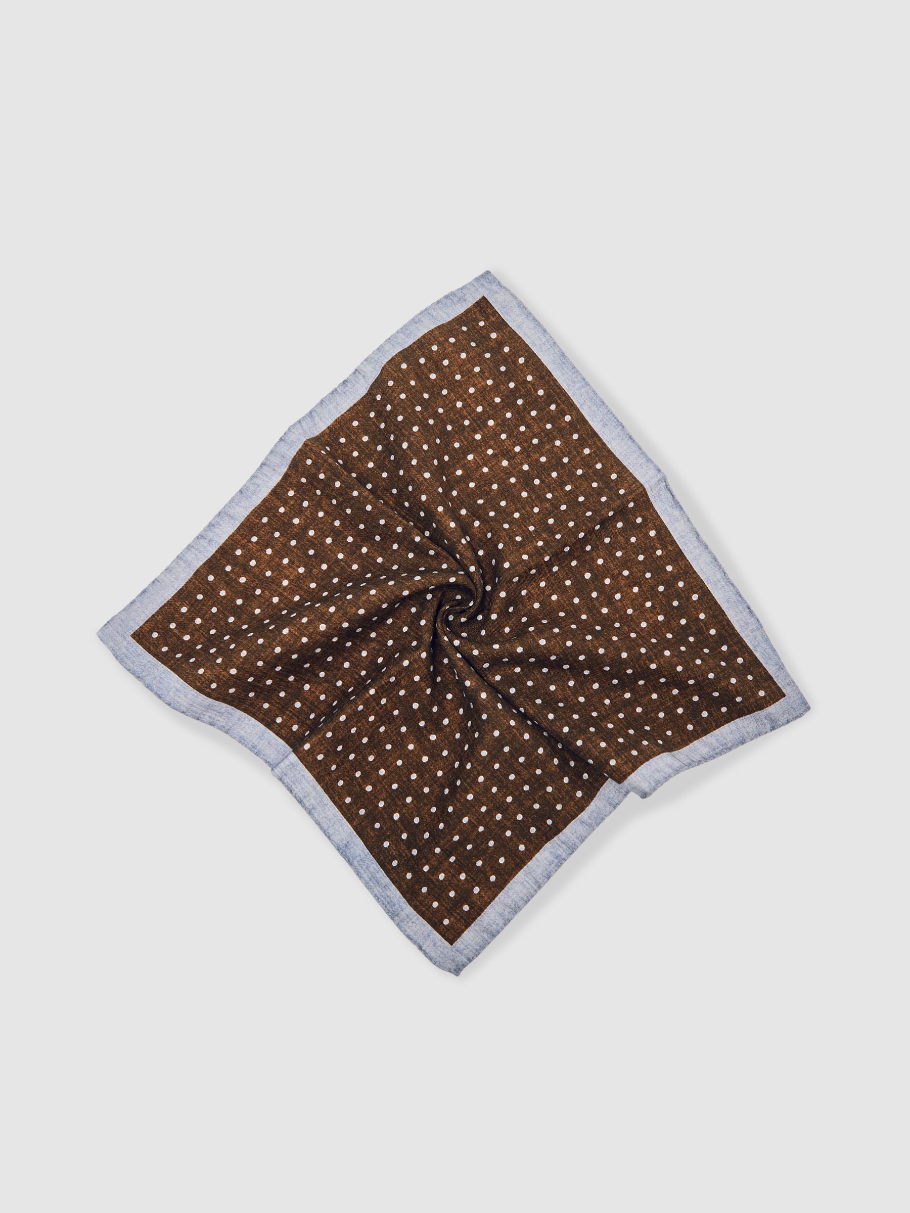 Wool-Cotton Polka-Dot Pocket Square in Chocolate Brown