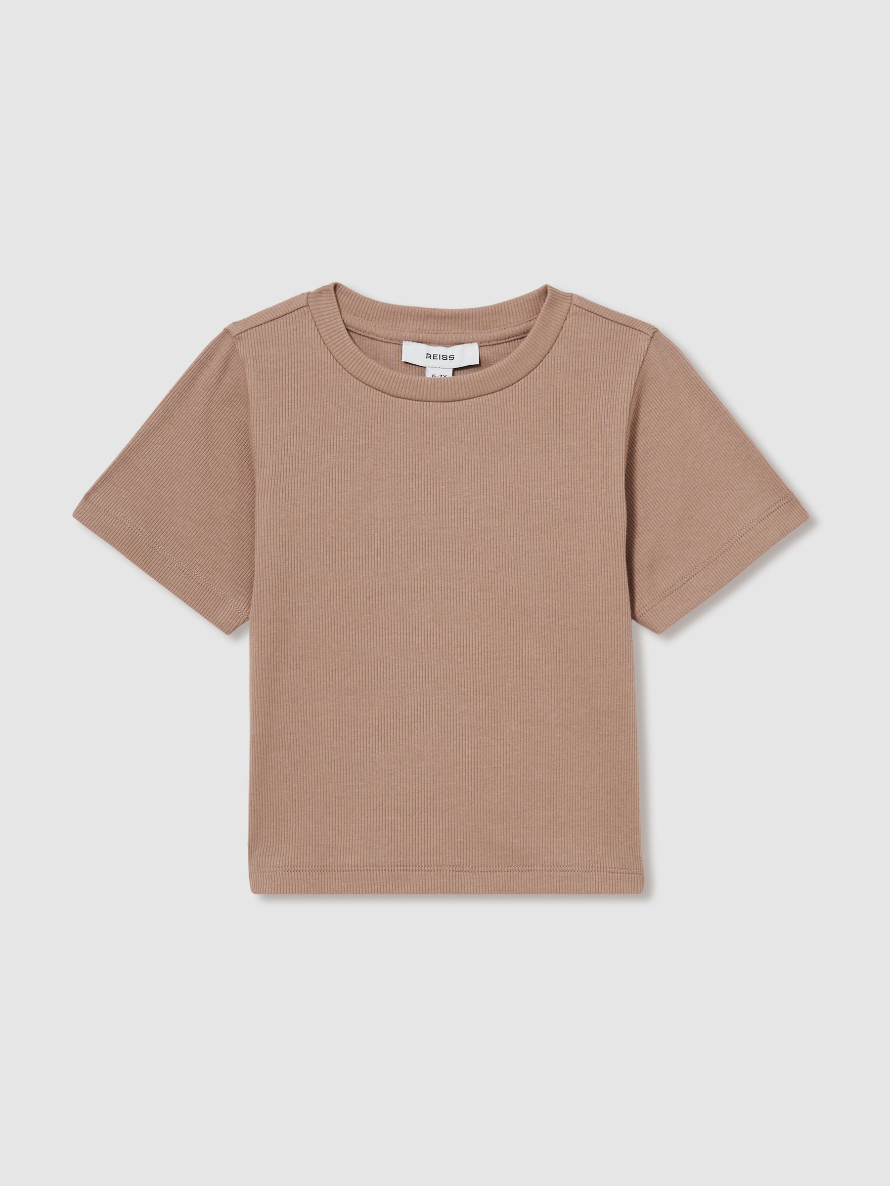 4-9 yrs Cotton-Jersey Ribbed Short-Sleeve T-Shirt in Berry