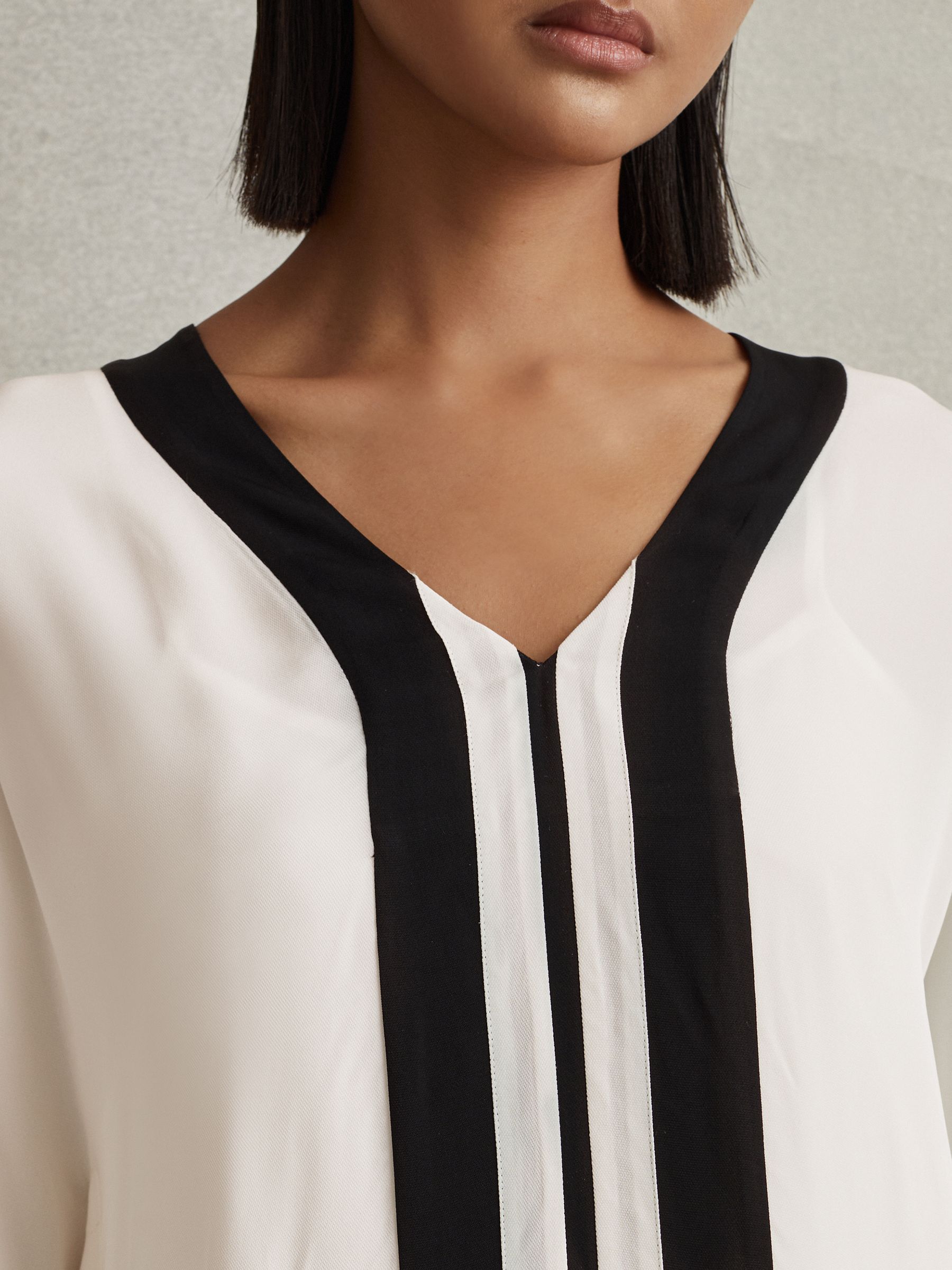 Colourblock Draped Maxi Dress in Cream/Black