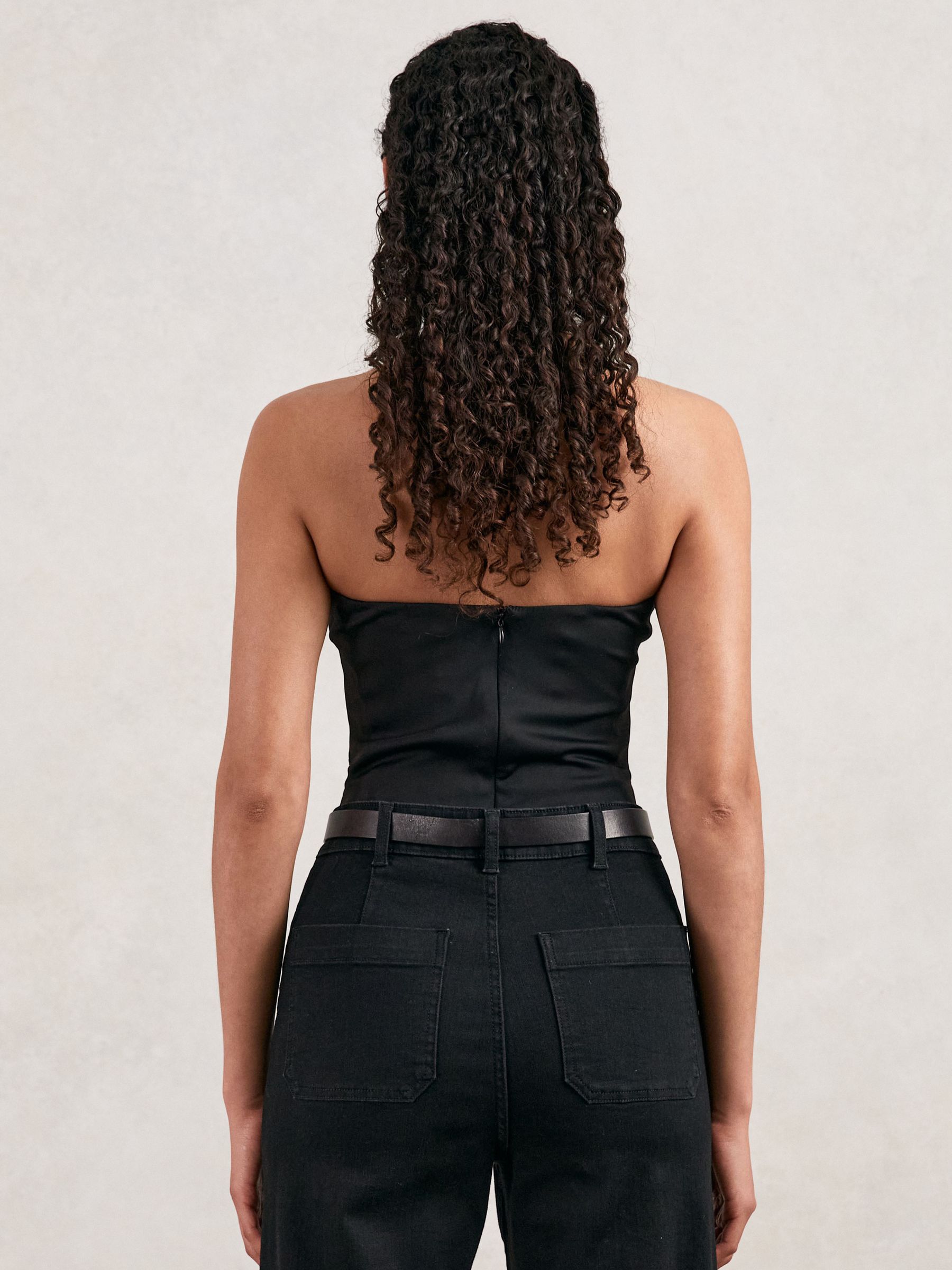 Strapless Corset Bodysuit in Black