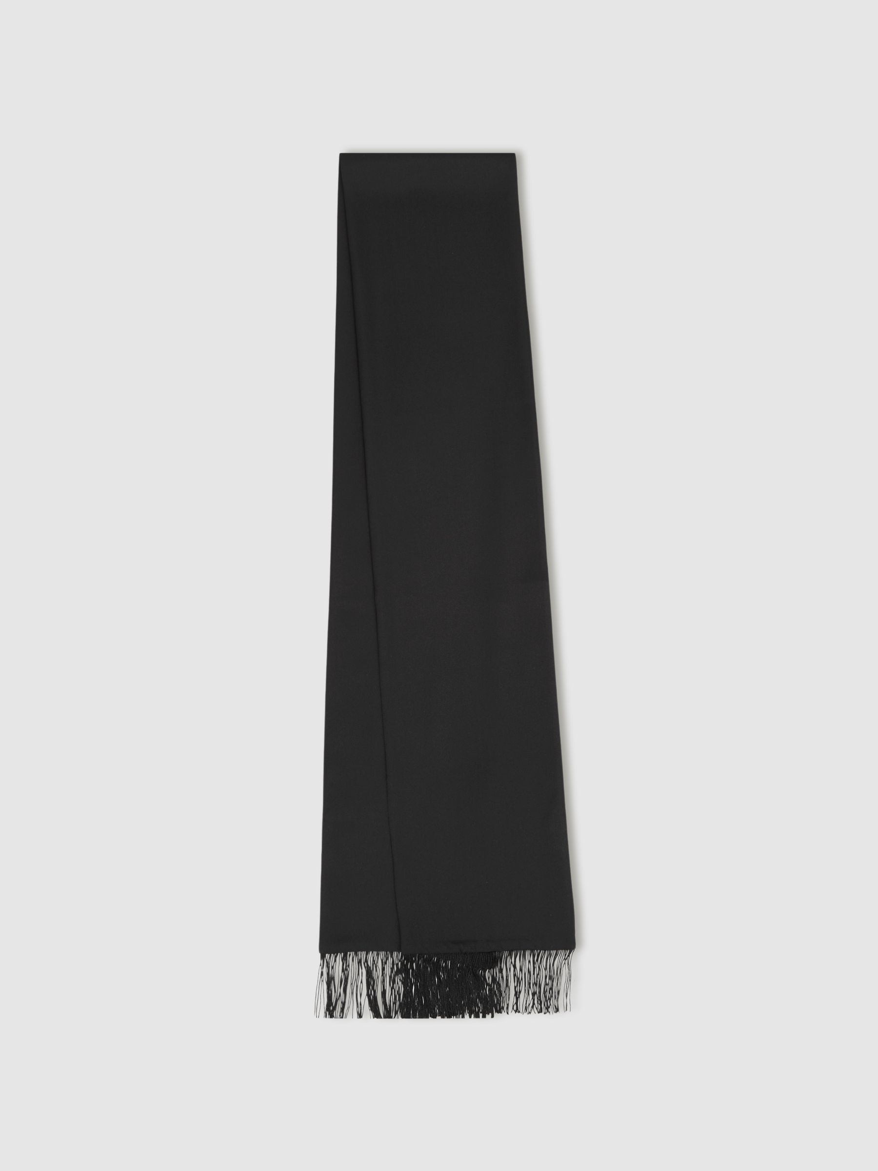 Silk Fringed Scarf in Black