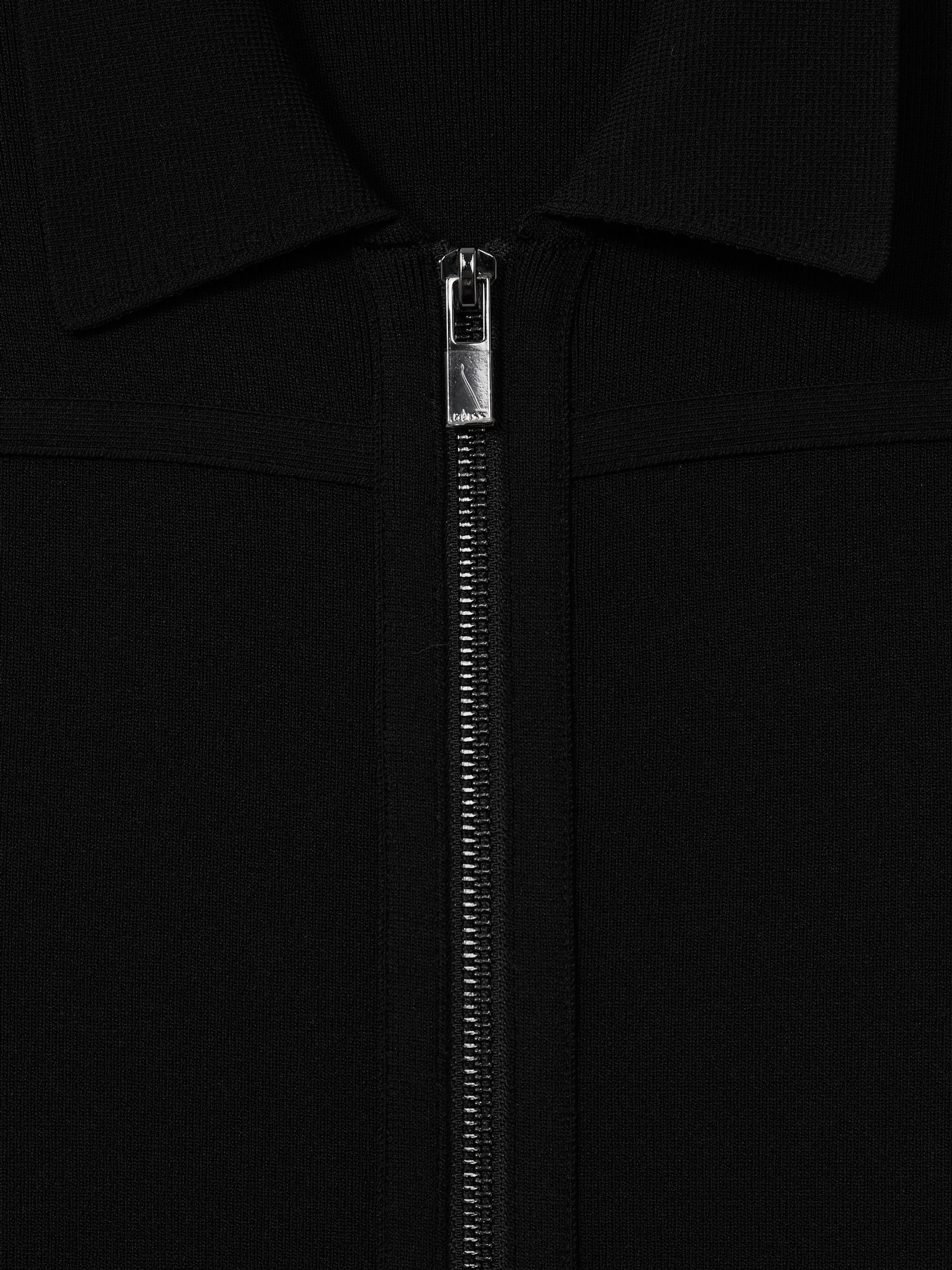 Knitted Zip-Front Mini Dress in Black