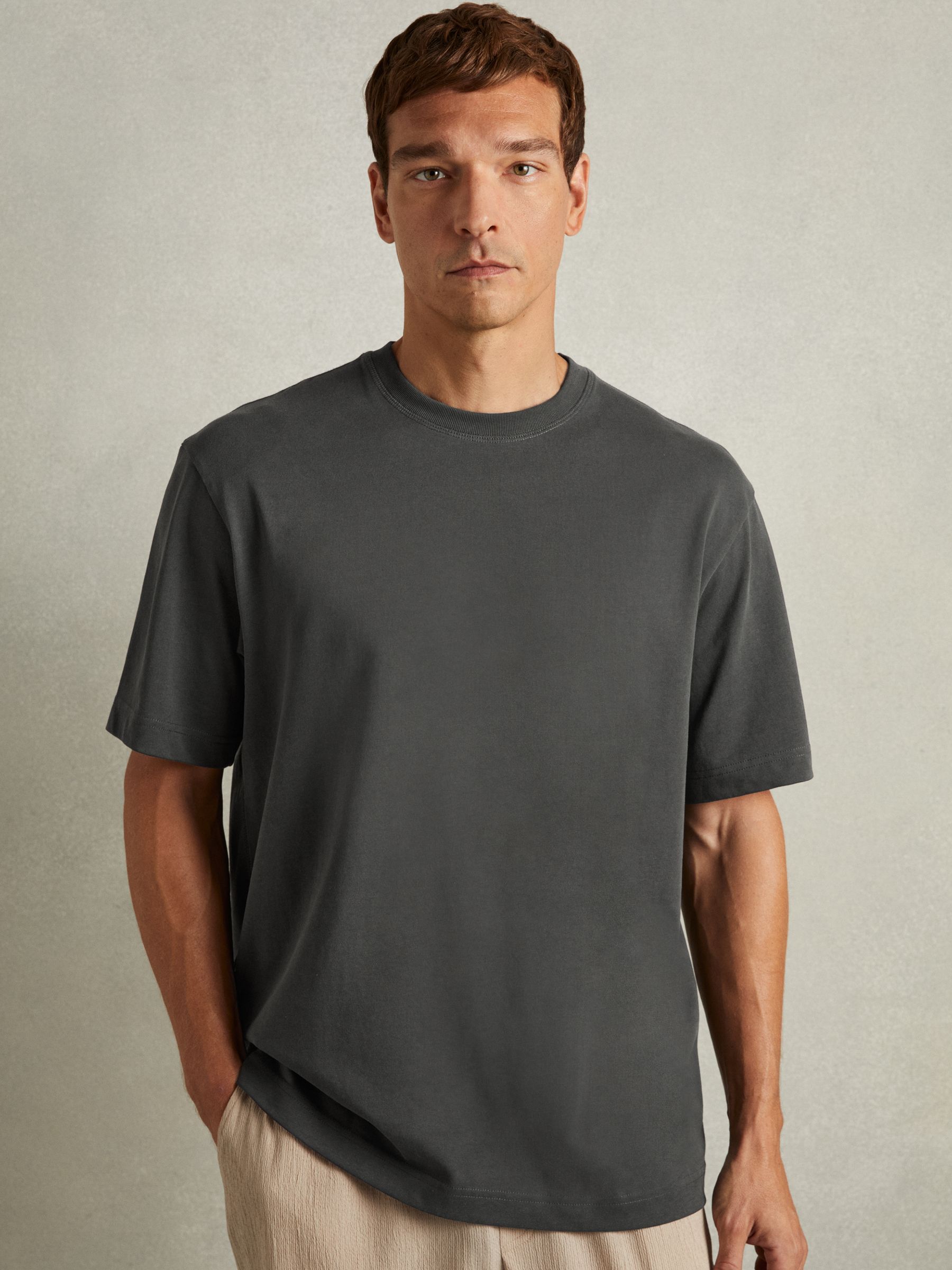 Cotton Garment-Dyed Oversized T-Shirt in Washed Black