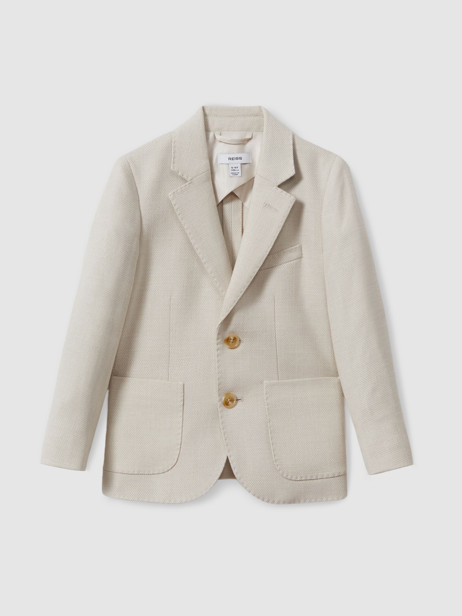 3-9 yrs Slub Check Single Breasted Blazer in Stone