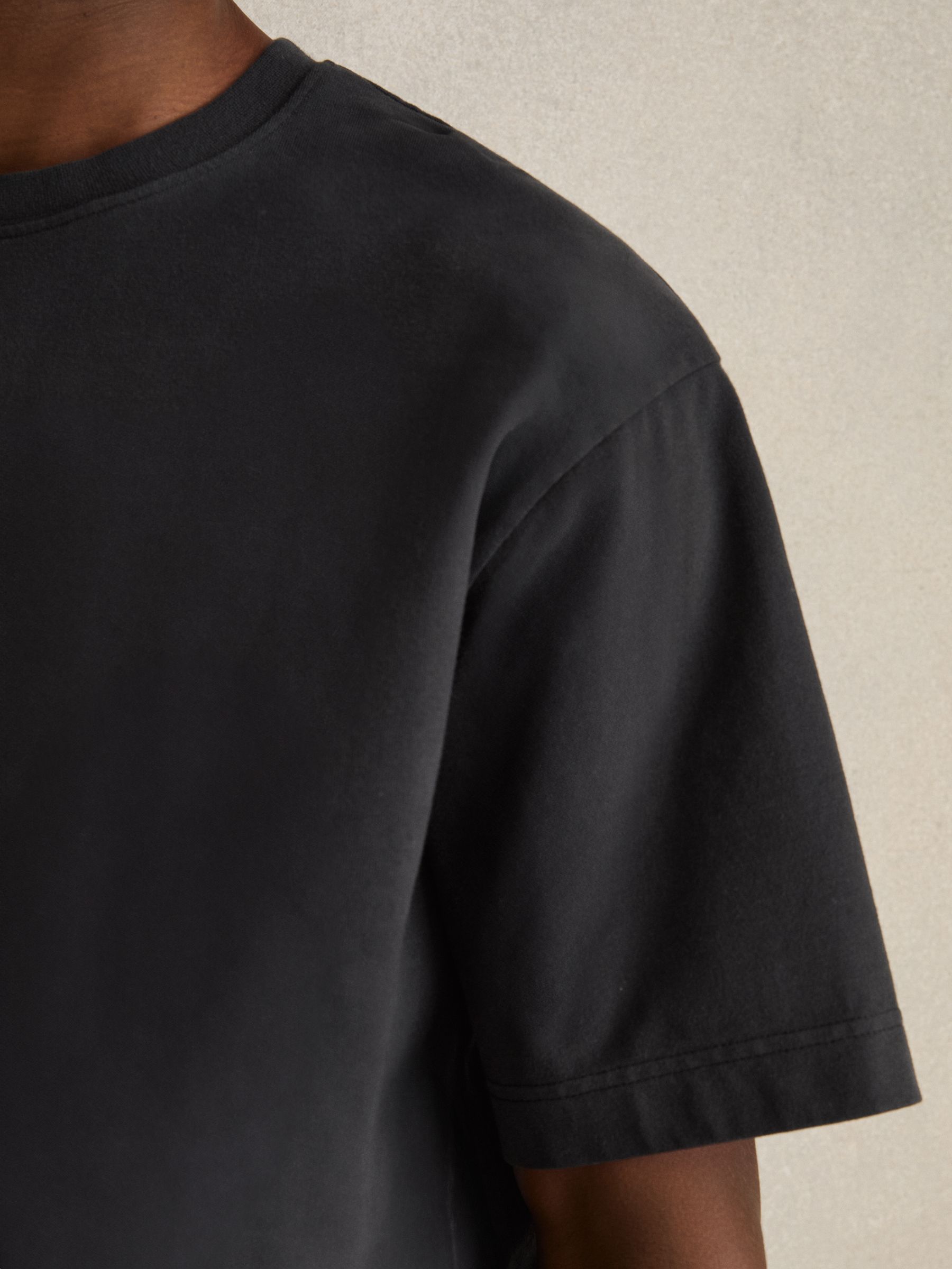 Cotton Garment-Dyed Oversize T-Shirt in Washed Black