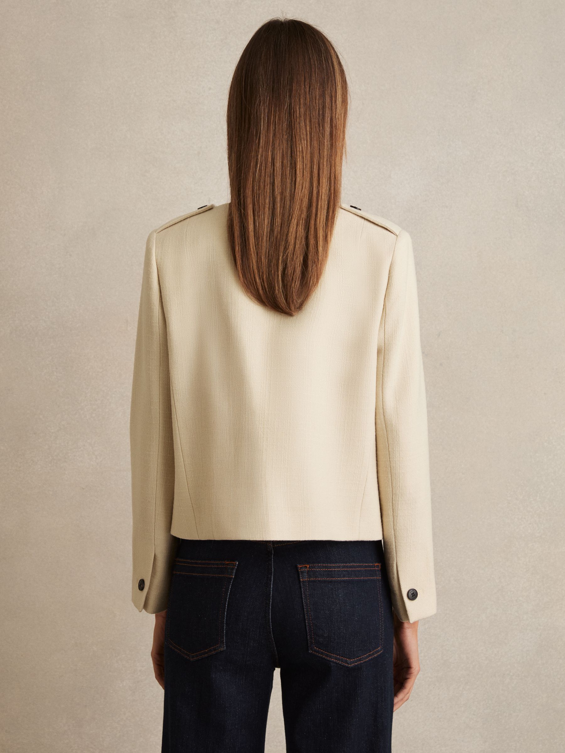 Wool Cropped Jacket in Cream