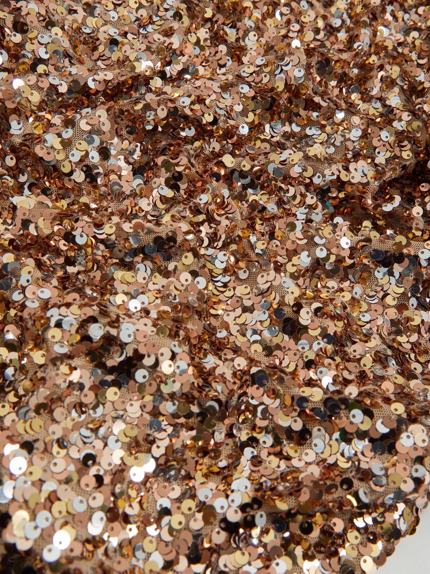 Halston Sequin One Shoulder Maxi Dress in Gold