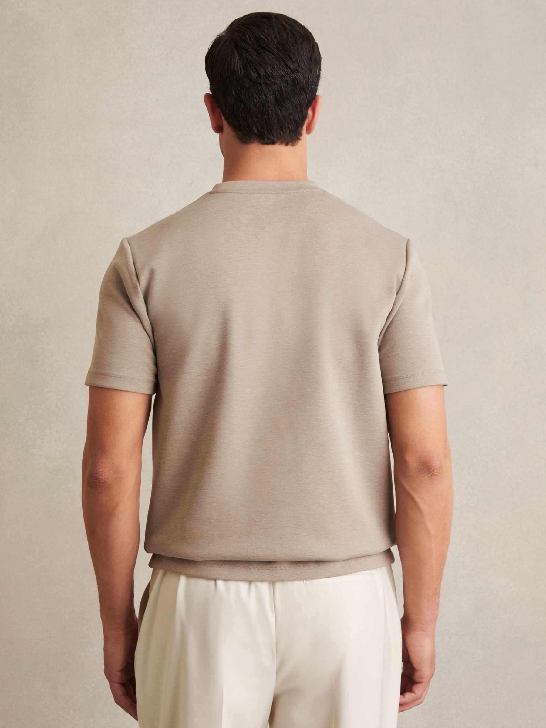 Interlock Jersey Crew Neck T-Shirt in Taupe Brown
