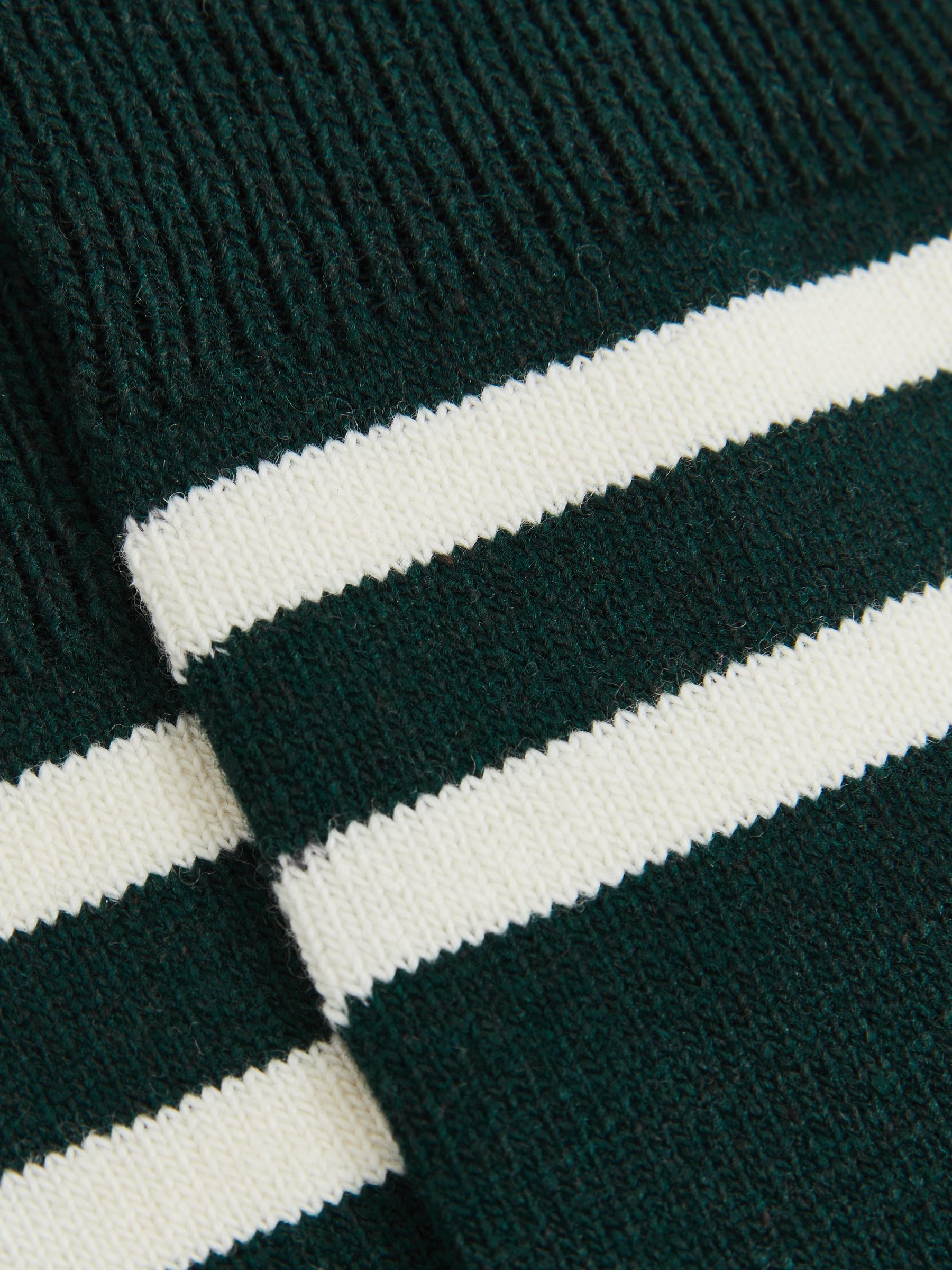 Striped Socks With Wool And Cashmere in Forest Green/Ecru