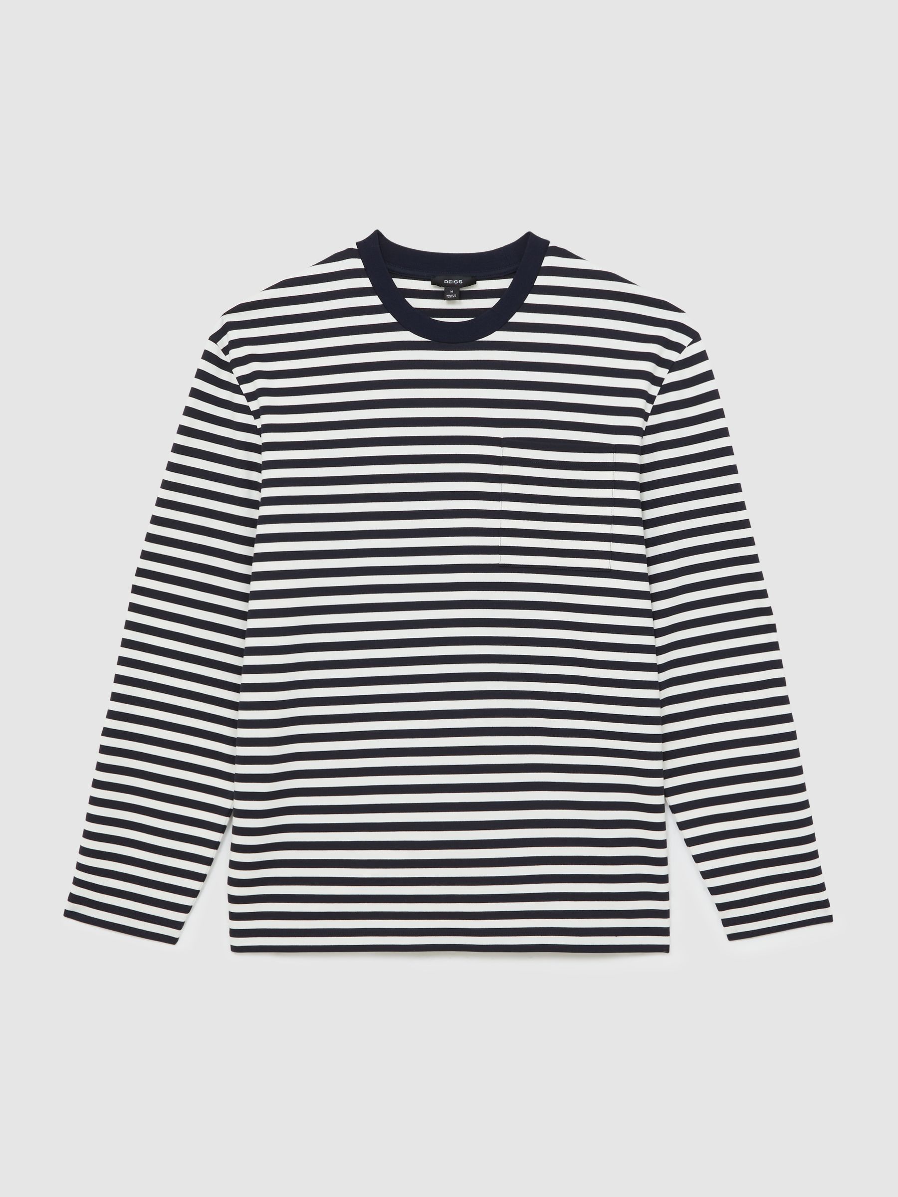 Striped Crew-Neck T-Shirt in Navy/White