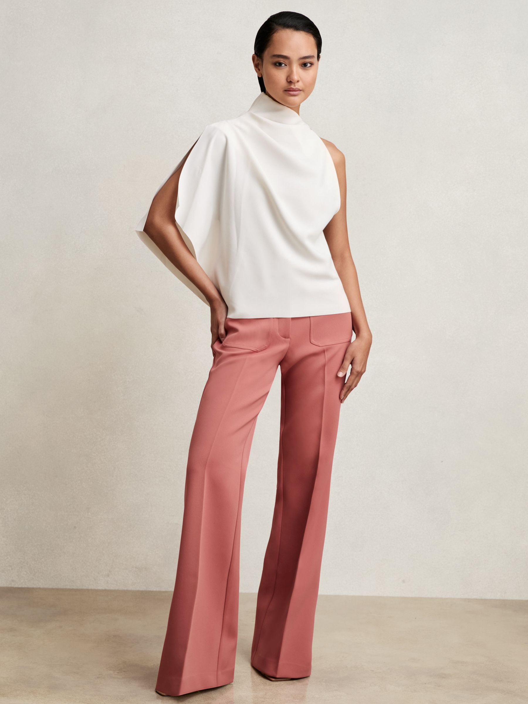 One-Shoulder Draped Top in Ivory