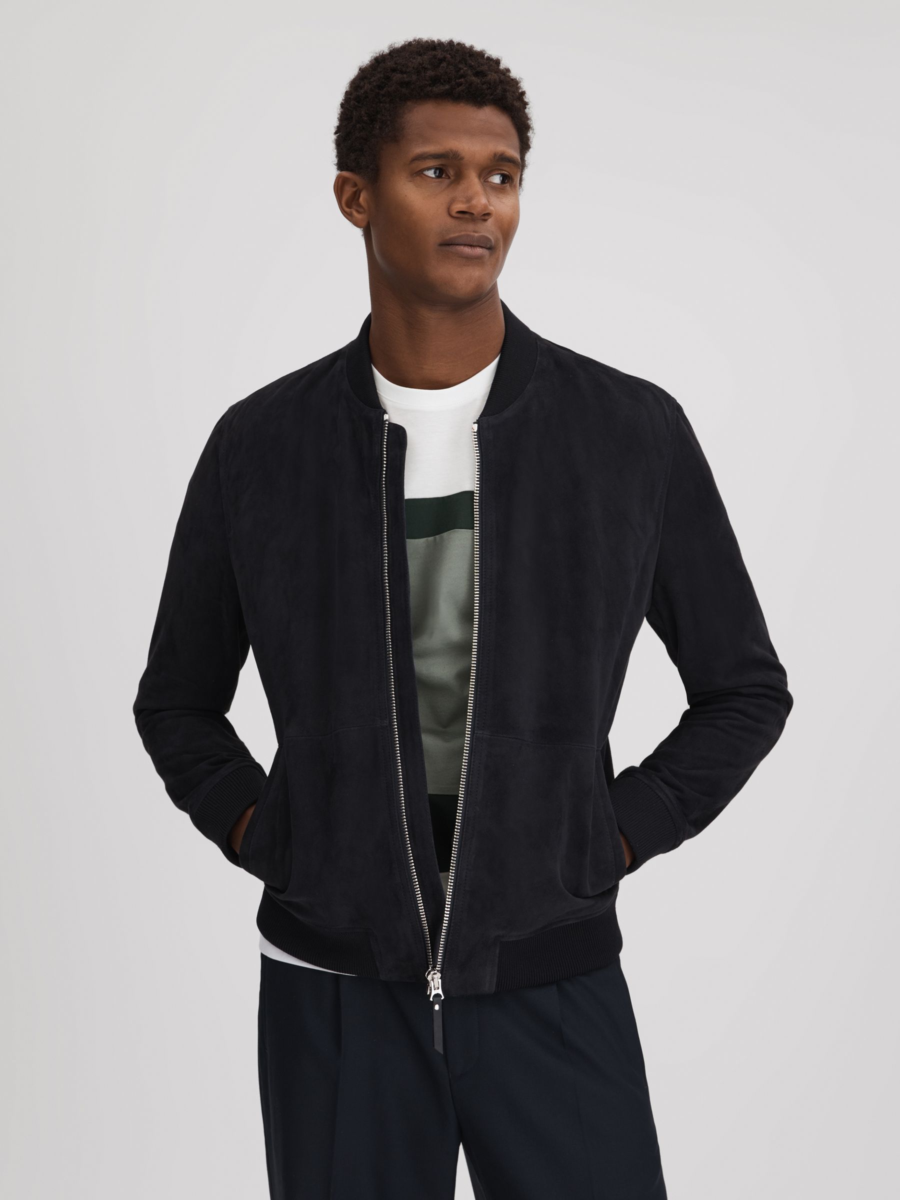 Mercerised Cotton Crew Neck T-Shirt in Sage Multi