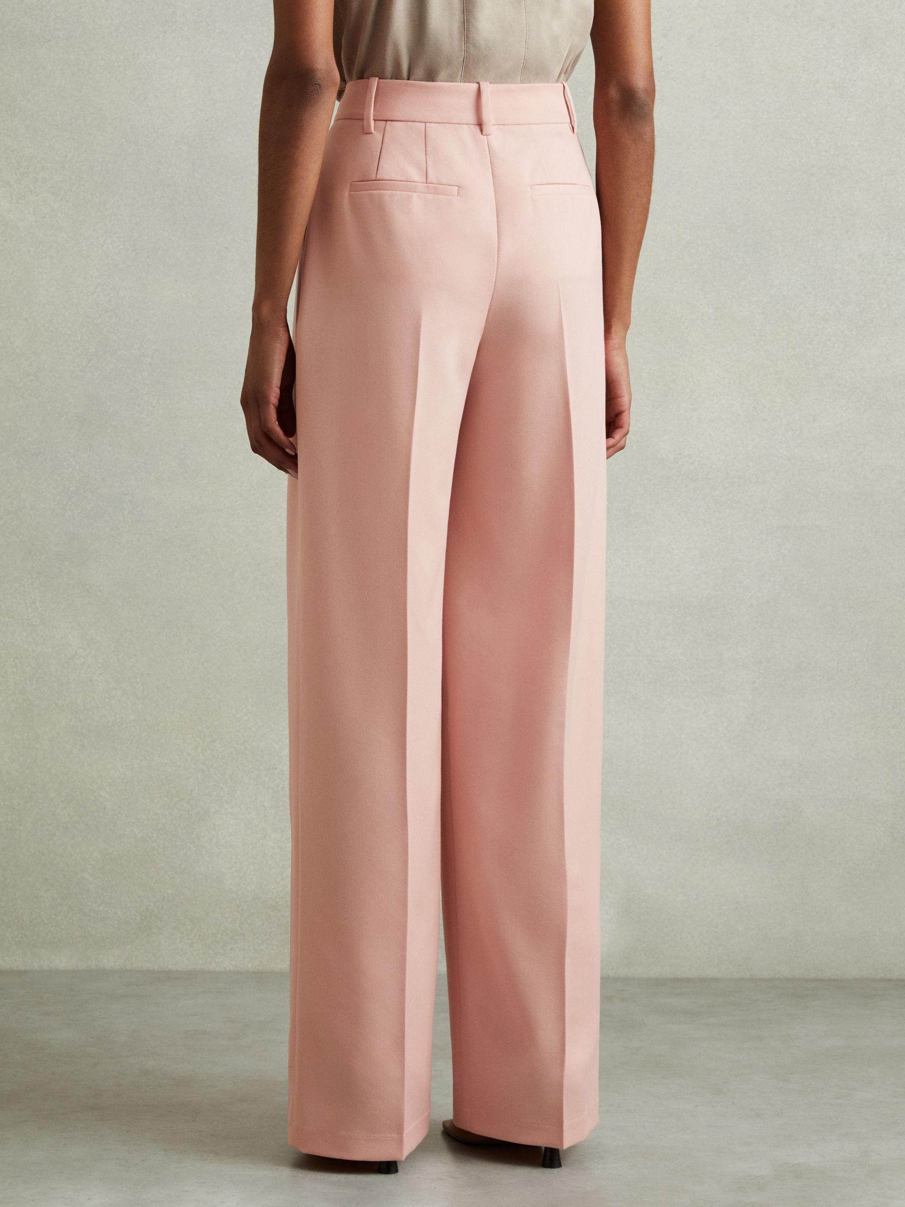 Double Pleat Wide Leg Trousers in Pink