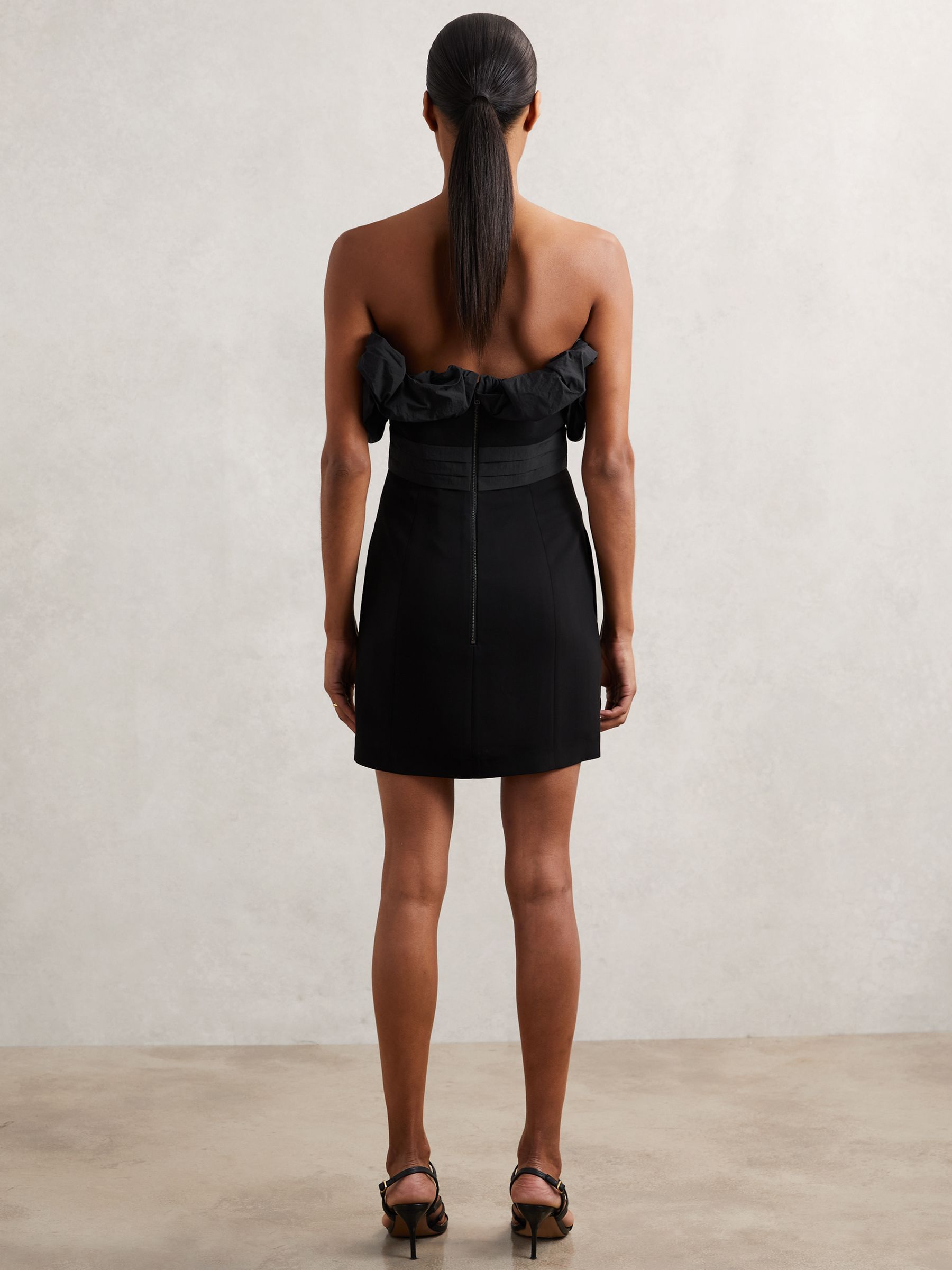 Sculptural Strapless Mini Dress in Black