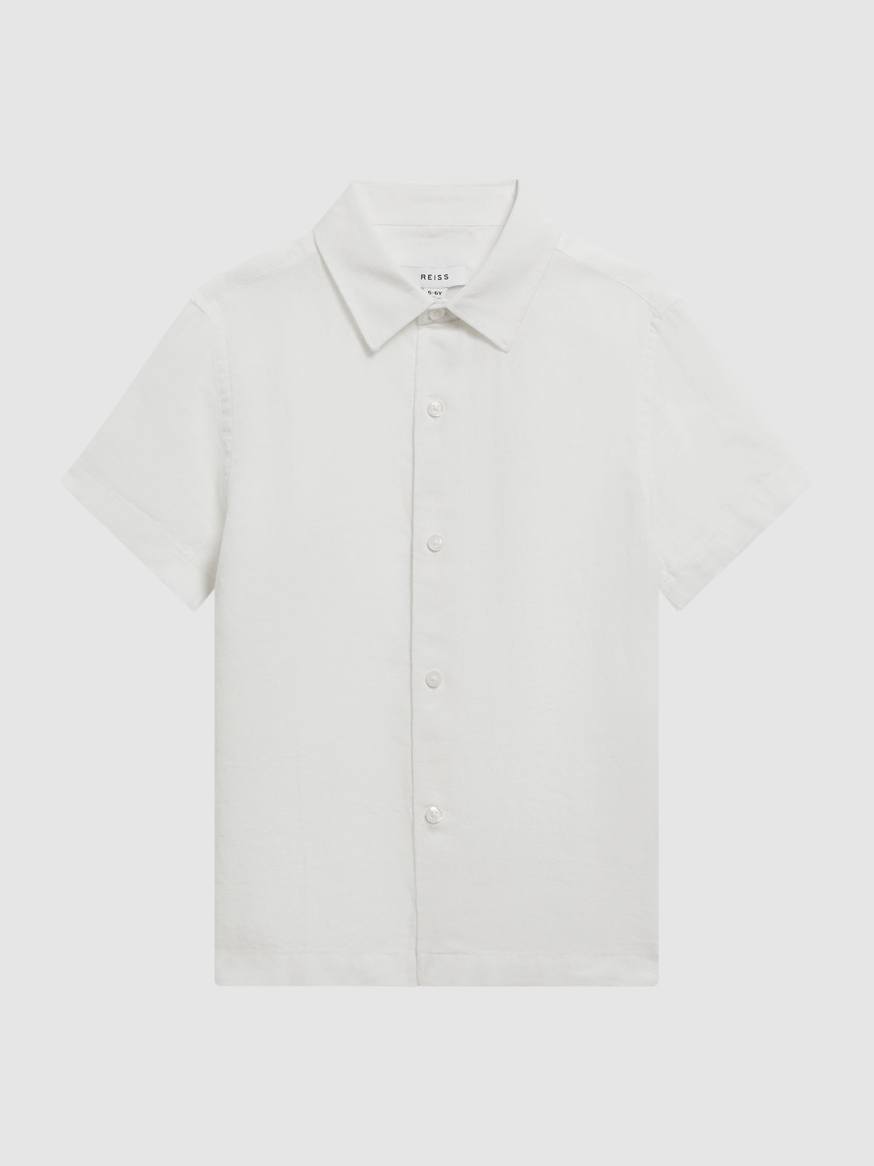 3-9 yrs Short Sleeve Linen Shirt in White