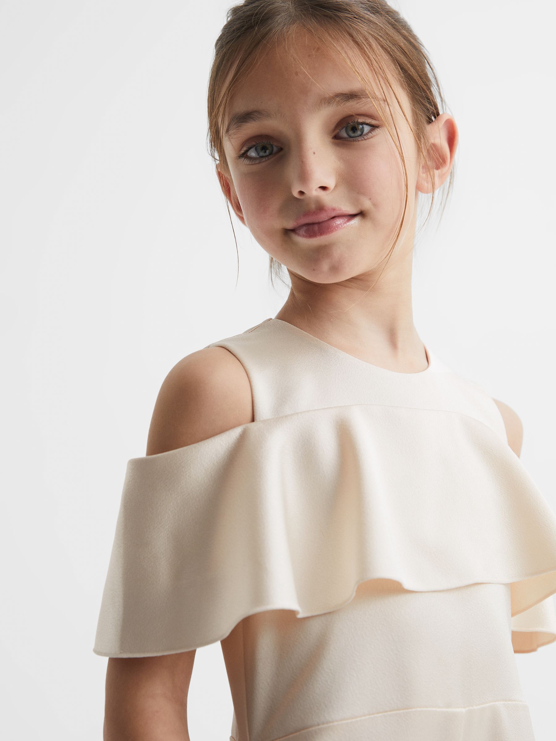 4-9 yrs Off-The-Shoulder Jumpsuit in Ivory