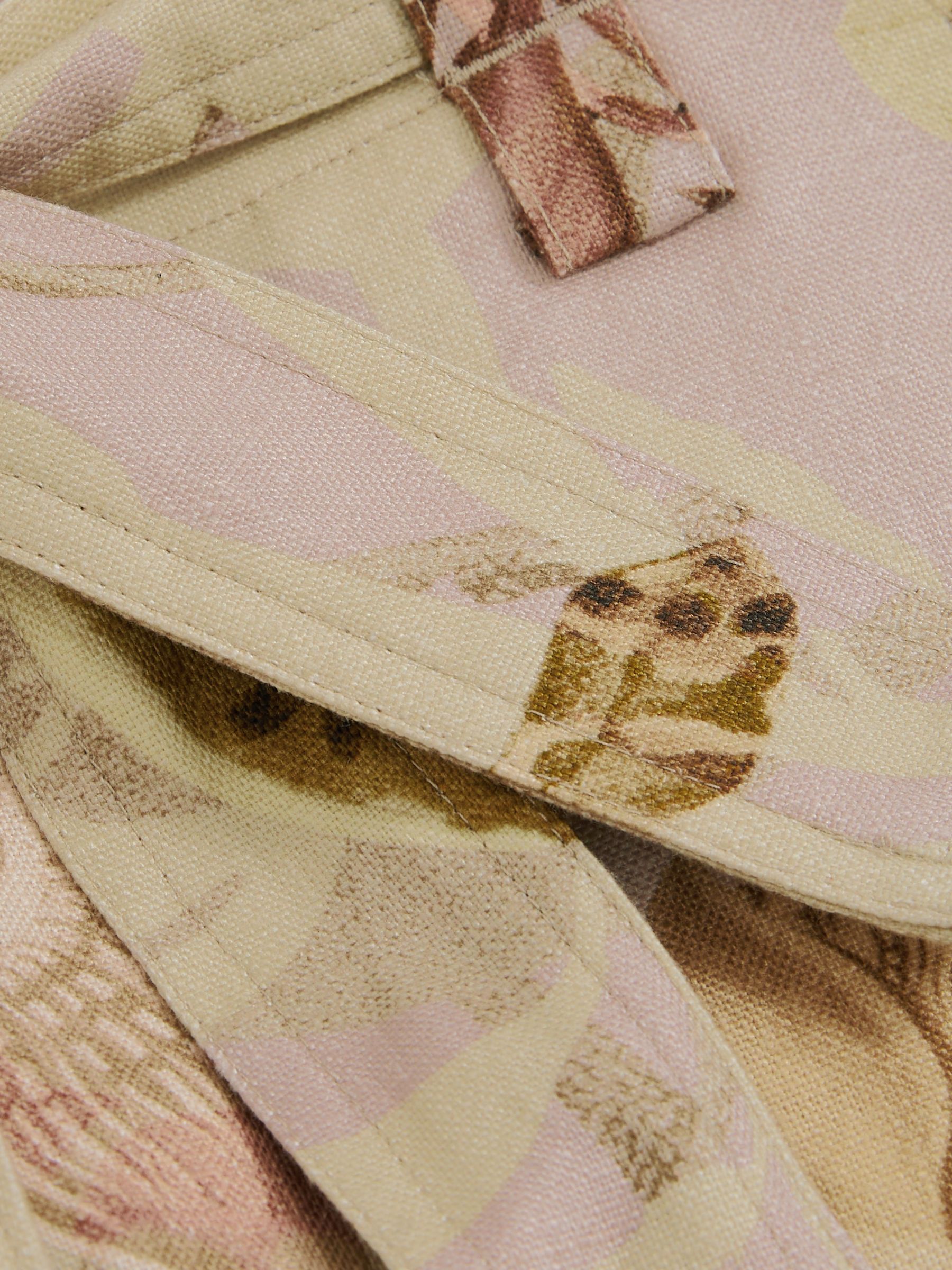 Reiss | NYBG Linen Floral-Print Shorts in Light Khaki