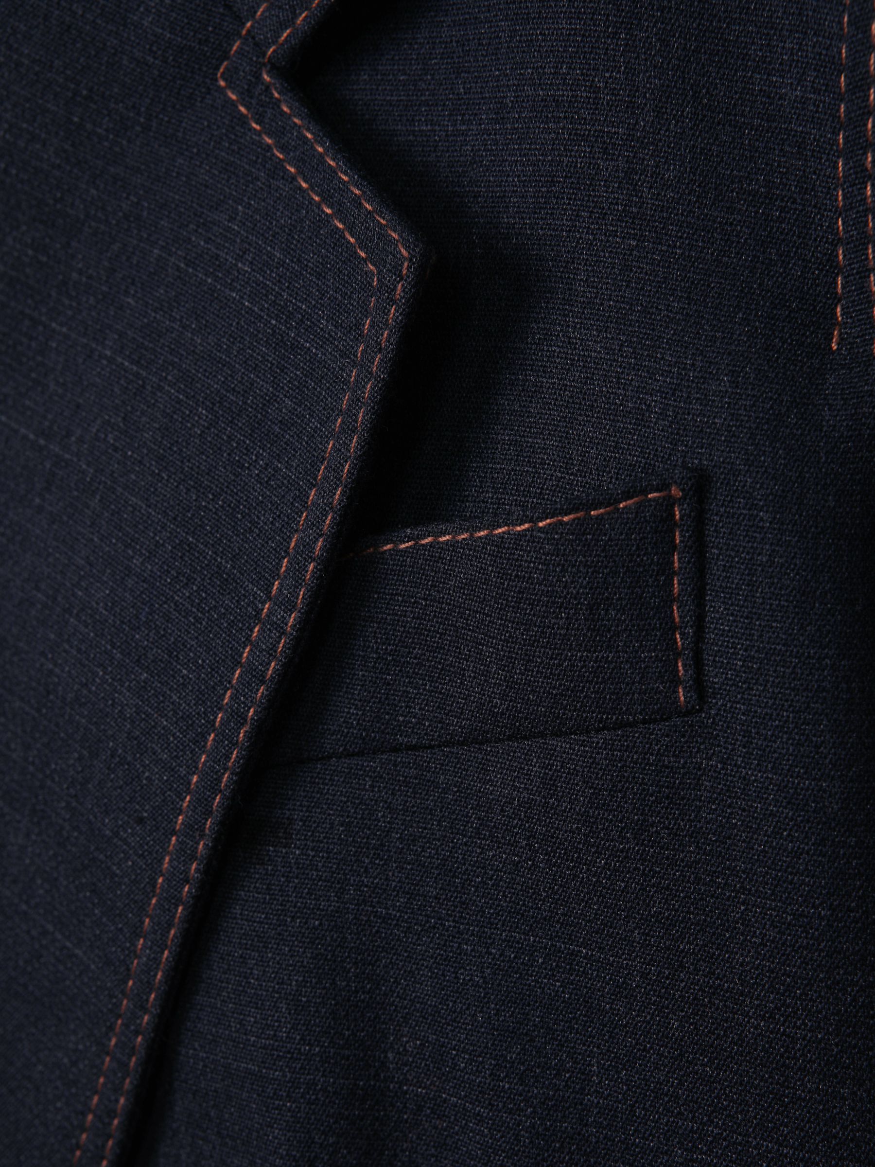 Wool Blend Denim Look Suit Blazer in Navy