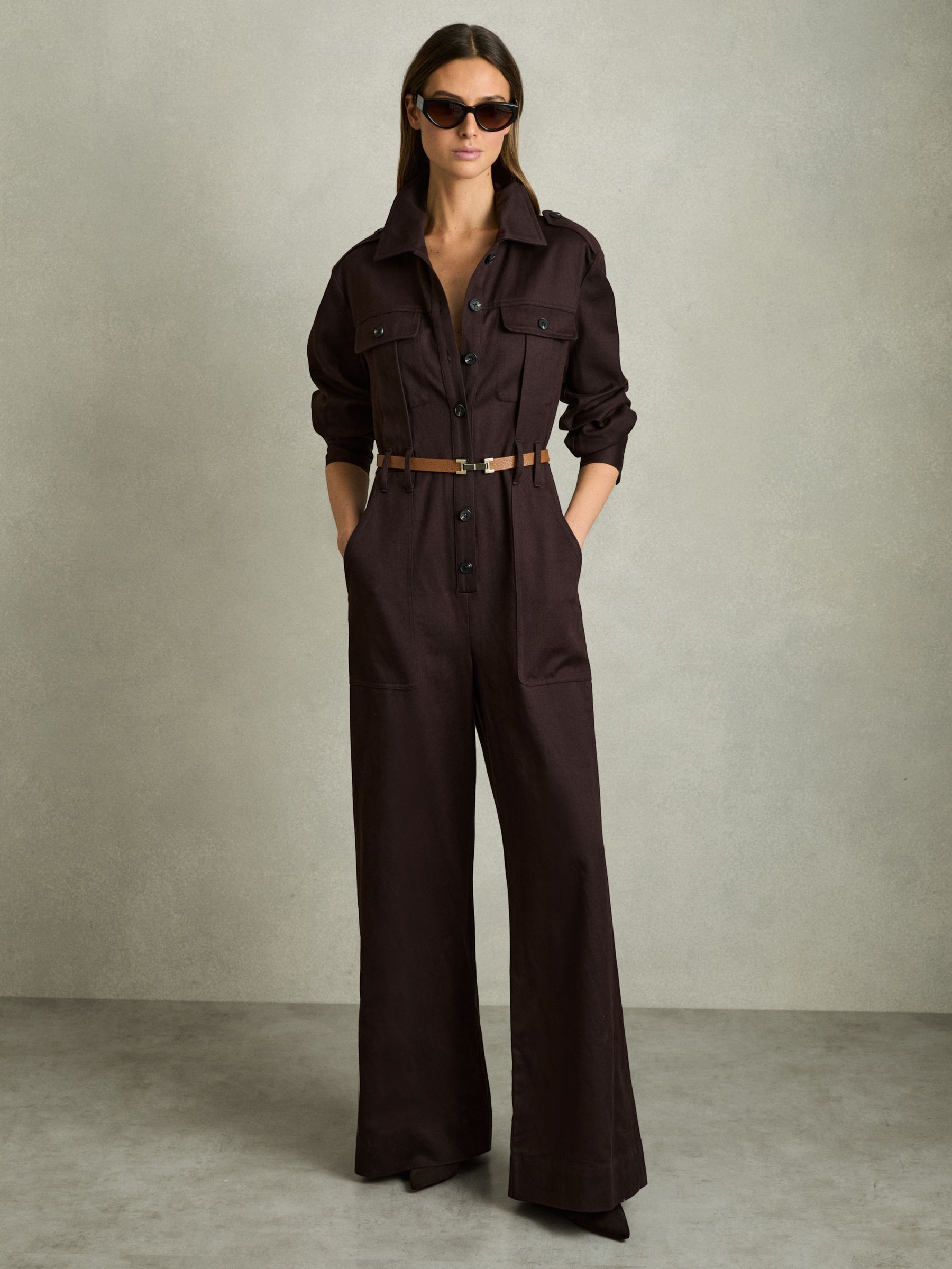 Leather Square Hinge Belt in Tan