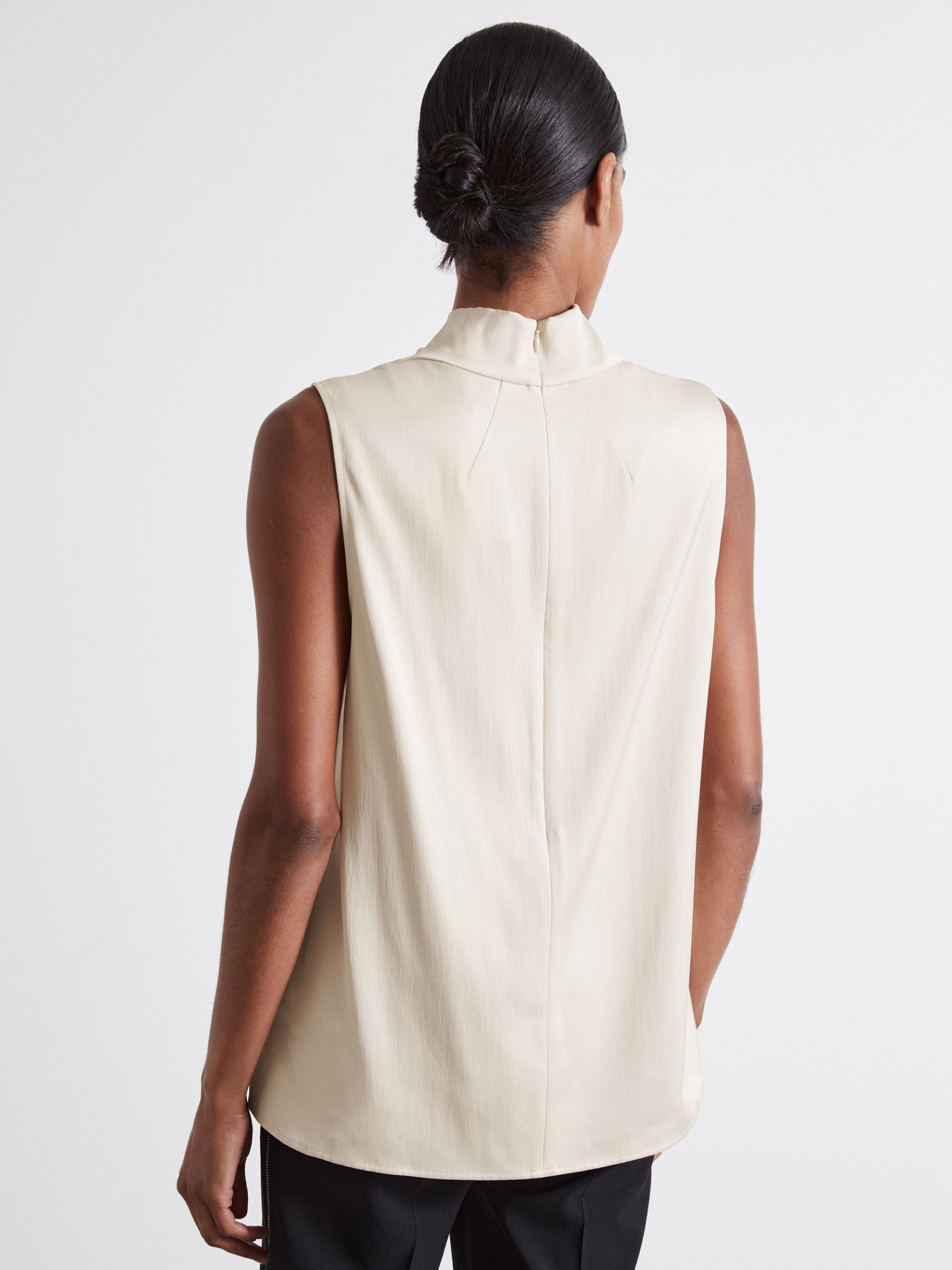 Atelier Satin Cowl-Neck Top in Ivory