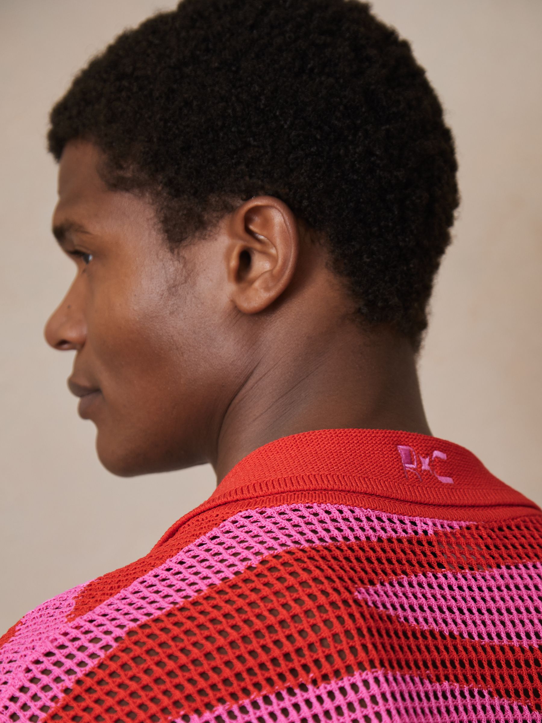 Reiss | Ché Wave Crochet Shirt in Pink