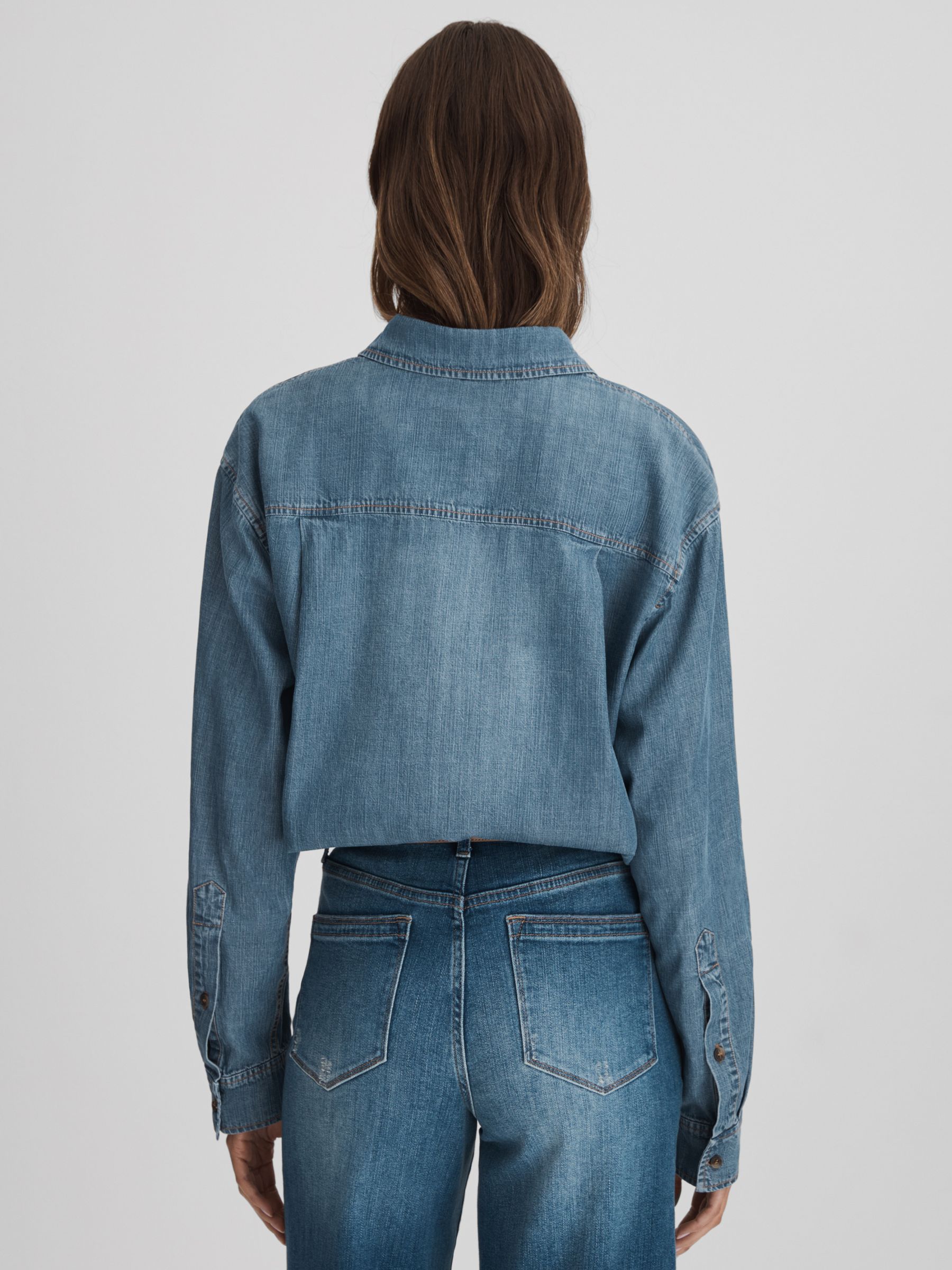 Denim Button-Through Shirt in Blue