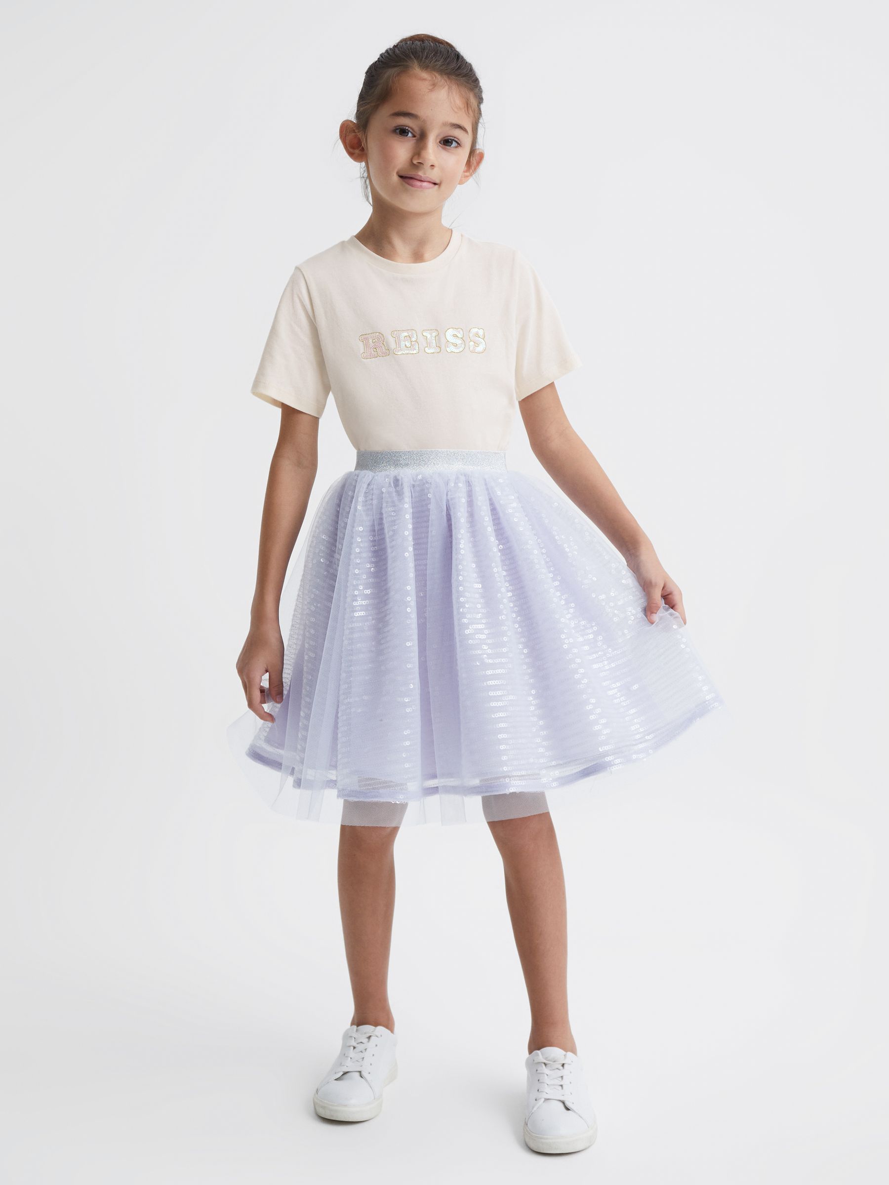 4-9 yrs Sequin Midi Skirt in Lilac