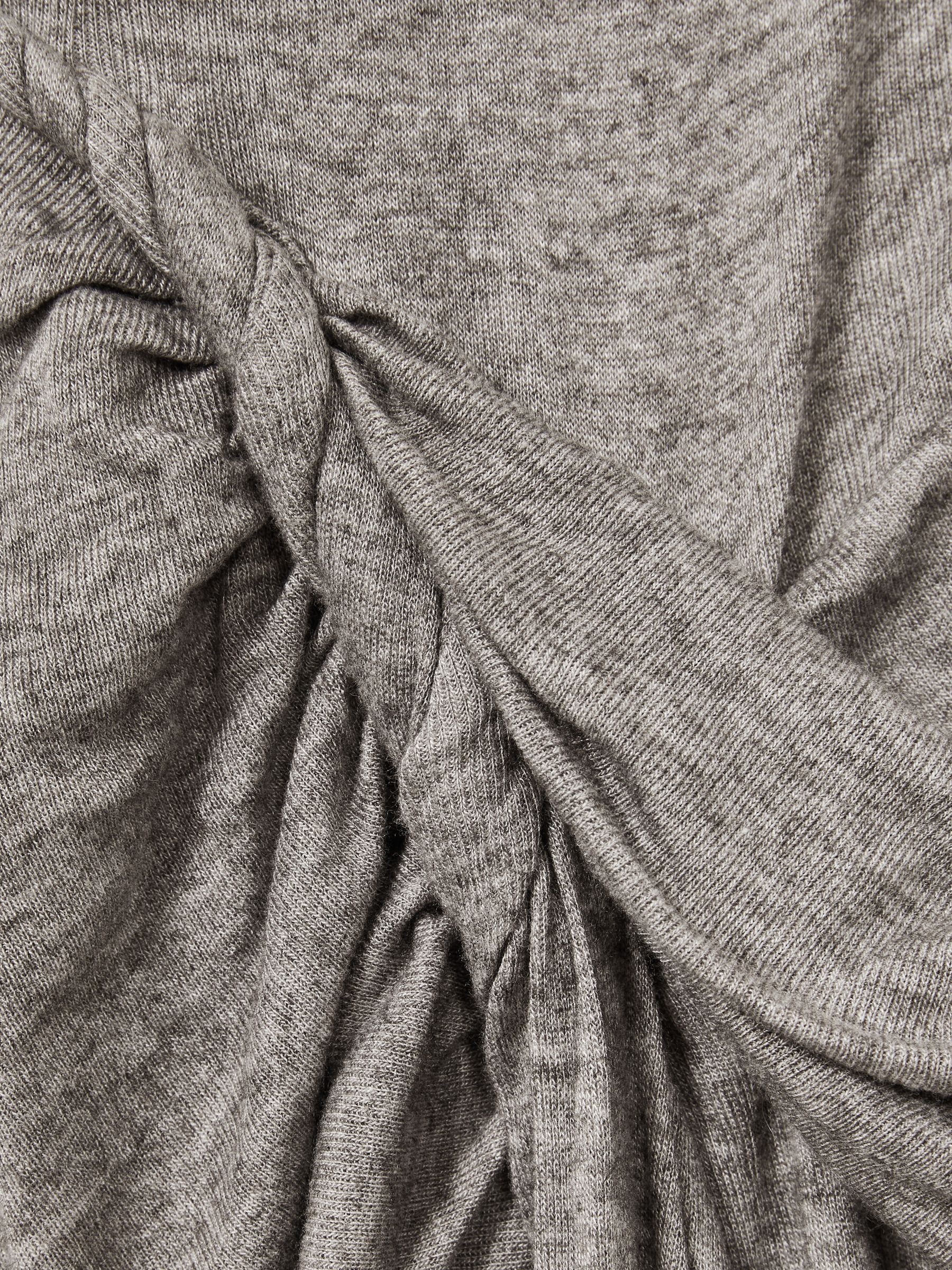 Jersey Twist-Detail Midi Dress in Grey