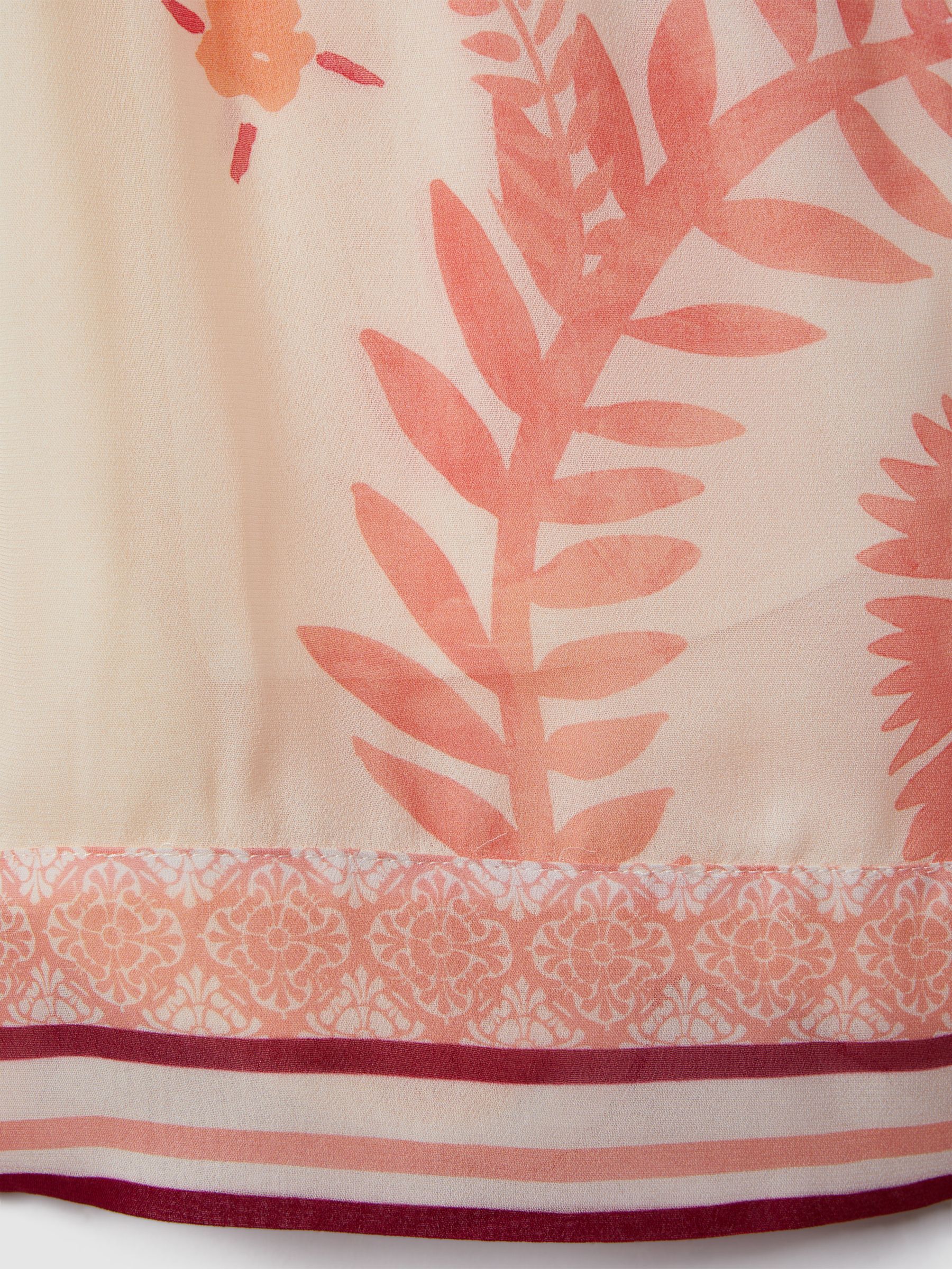 Printed Drawstring Shorts in Cream/Coral