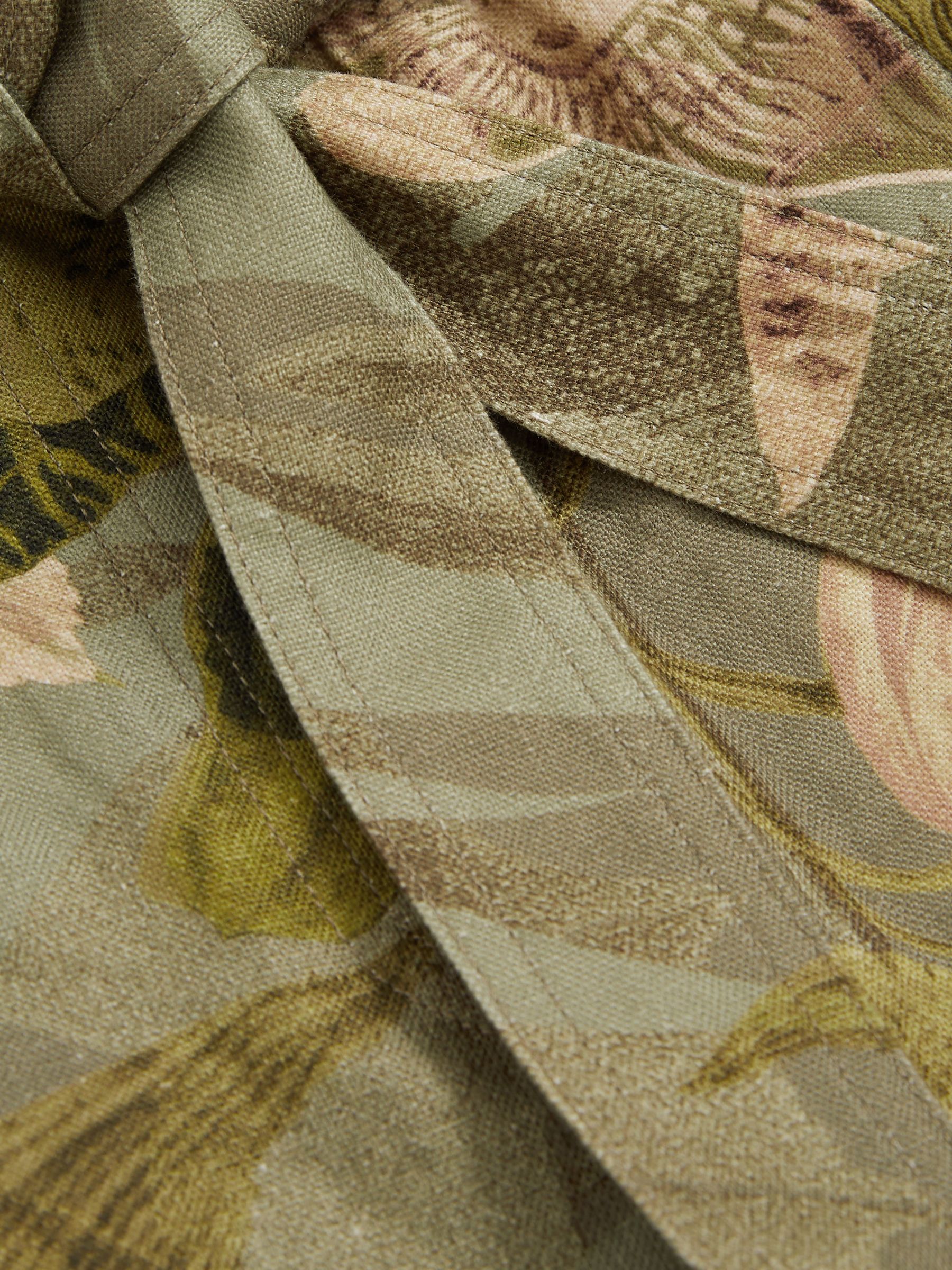 Reiss | NYBG Linen Floral Tapered Trousers in Khaki