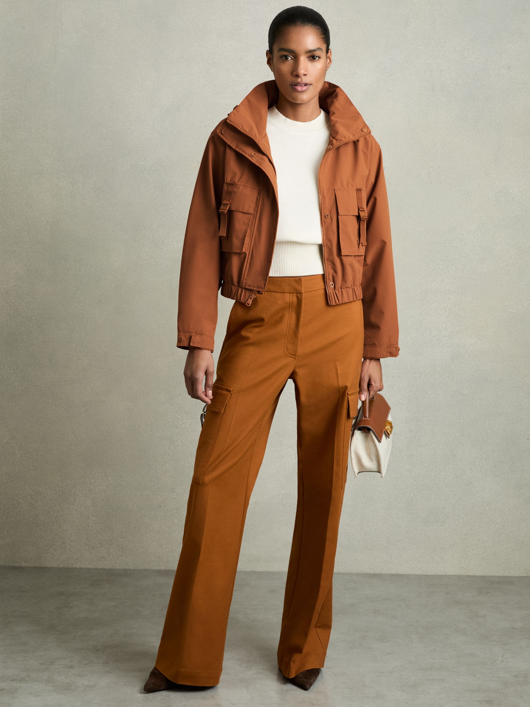 Technical Hooded Utility Jacket in Rust