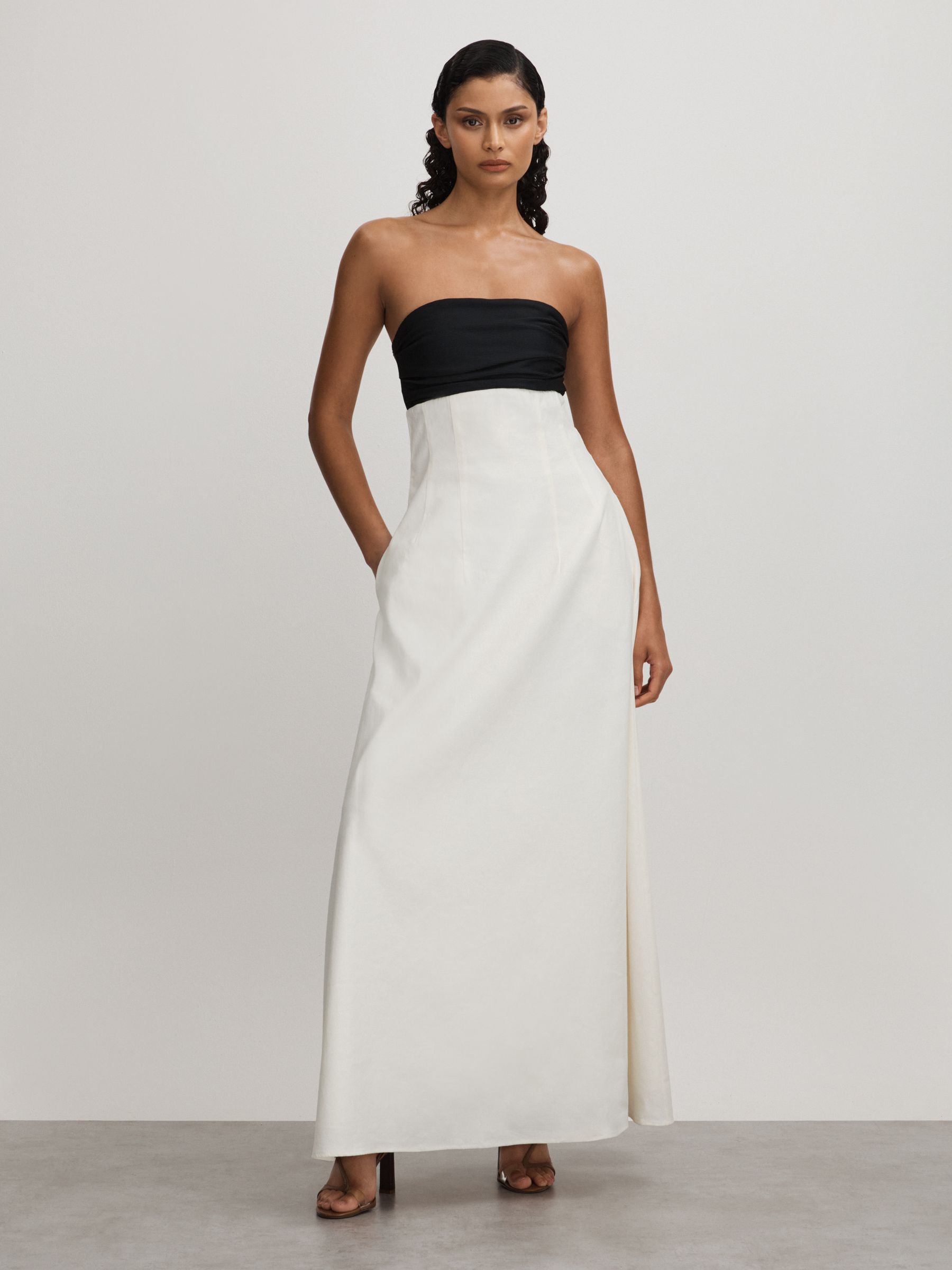Marcia Ivory Anna Quan Linen-Jersey Strapless Maxi Dress