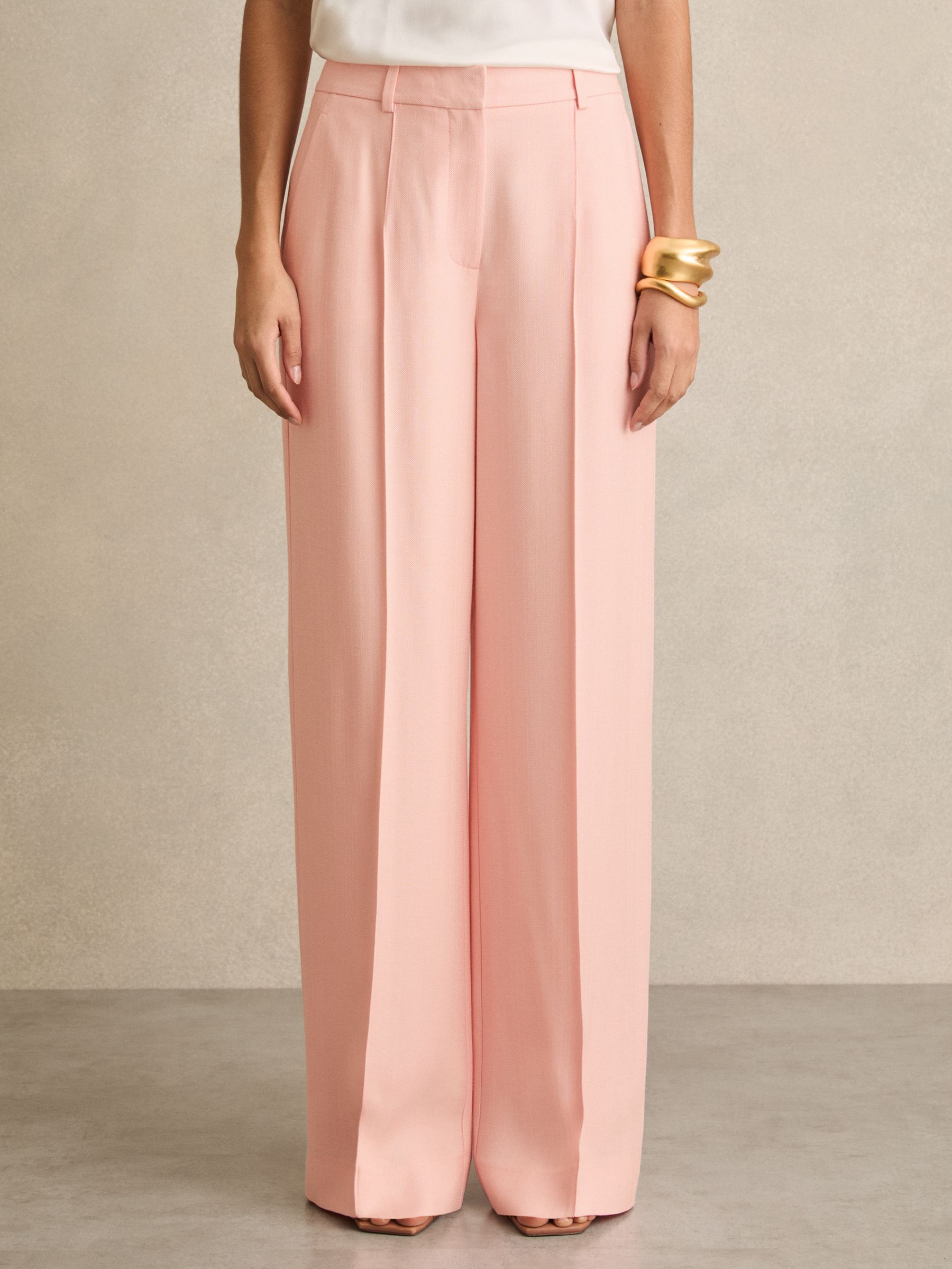 Petite Wide-Leg Suit Trousers in Pink