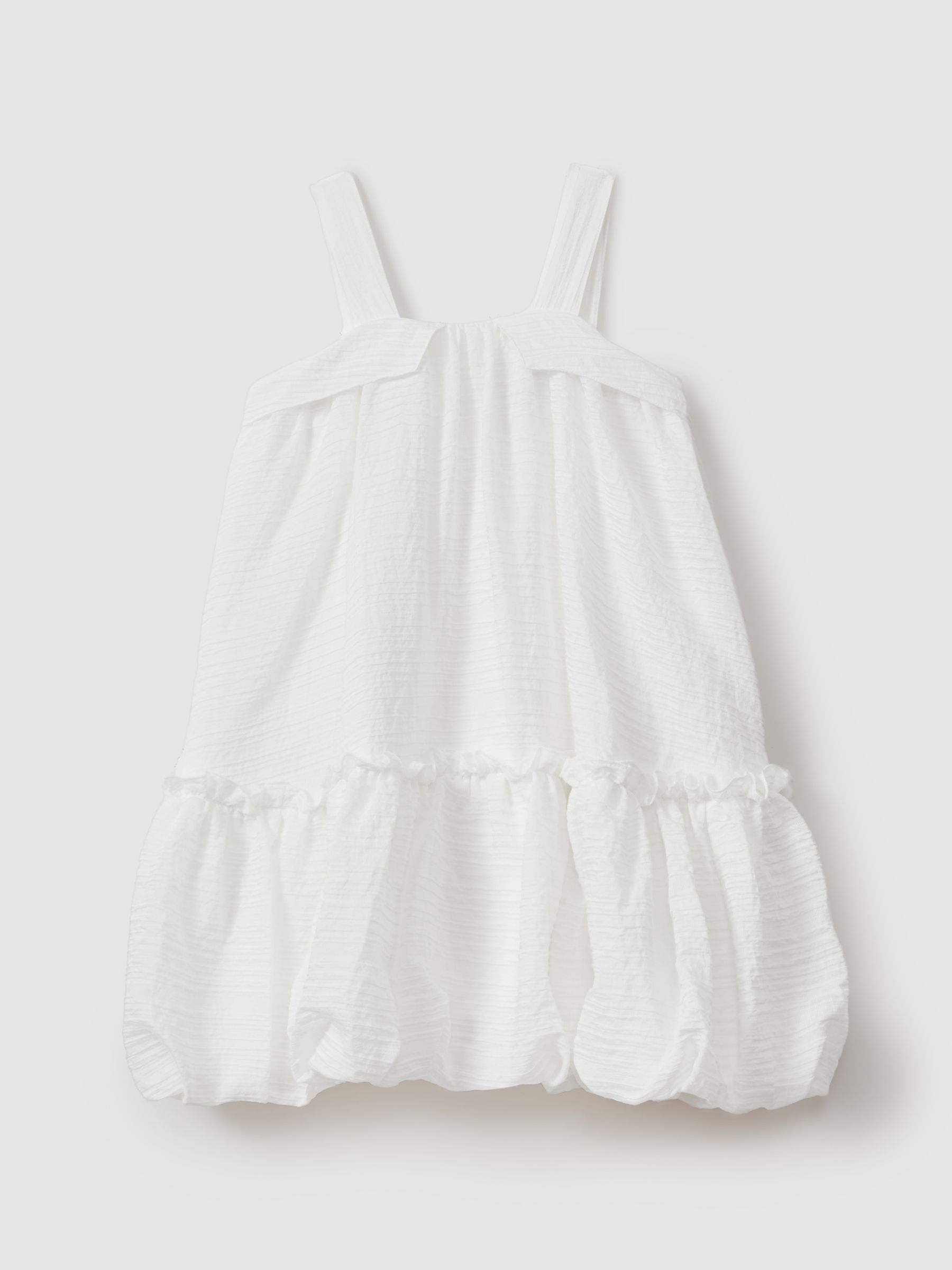 13-14 yrs Seersucker Bubble Hem Dress in Ivory
