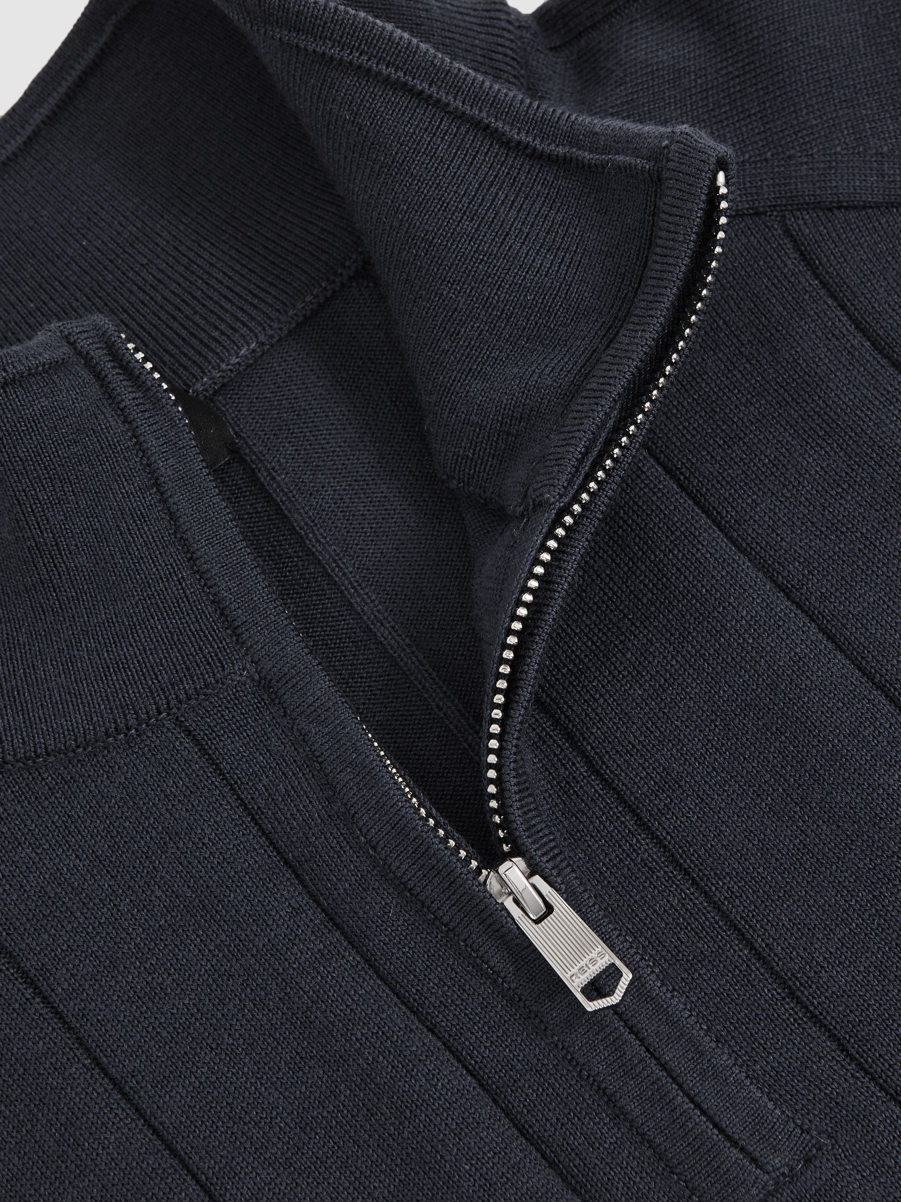 Merino Wool Wide-Rib Half-Zip Jumper in Airforce Blue