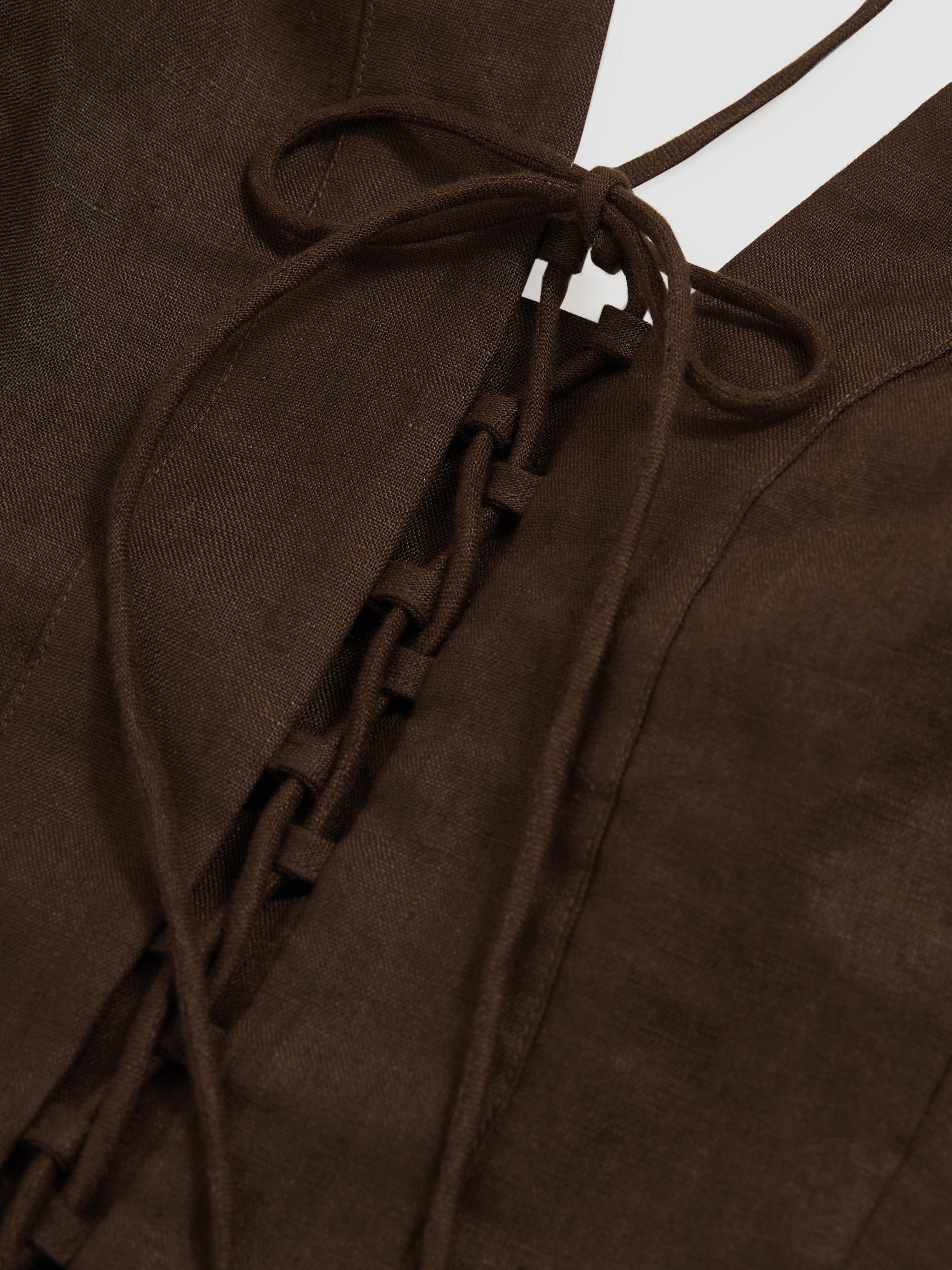 Lattice-Front Midi Dress in Chocolate Brown