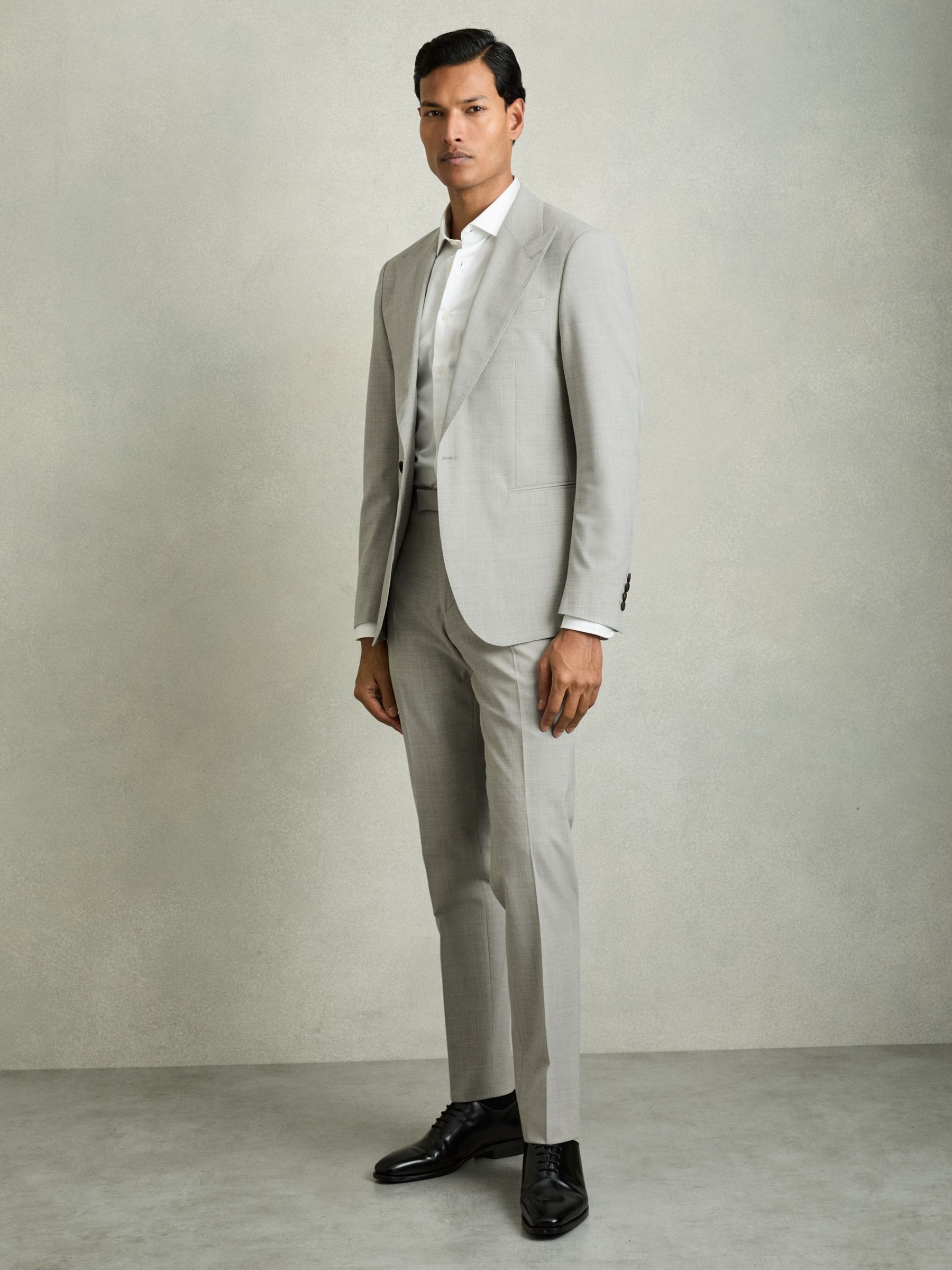 Single-Breasted Check Suit Blazer Slim-Fit in Grey