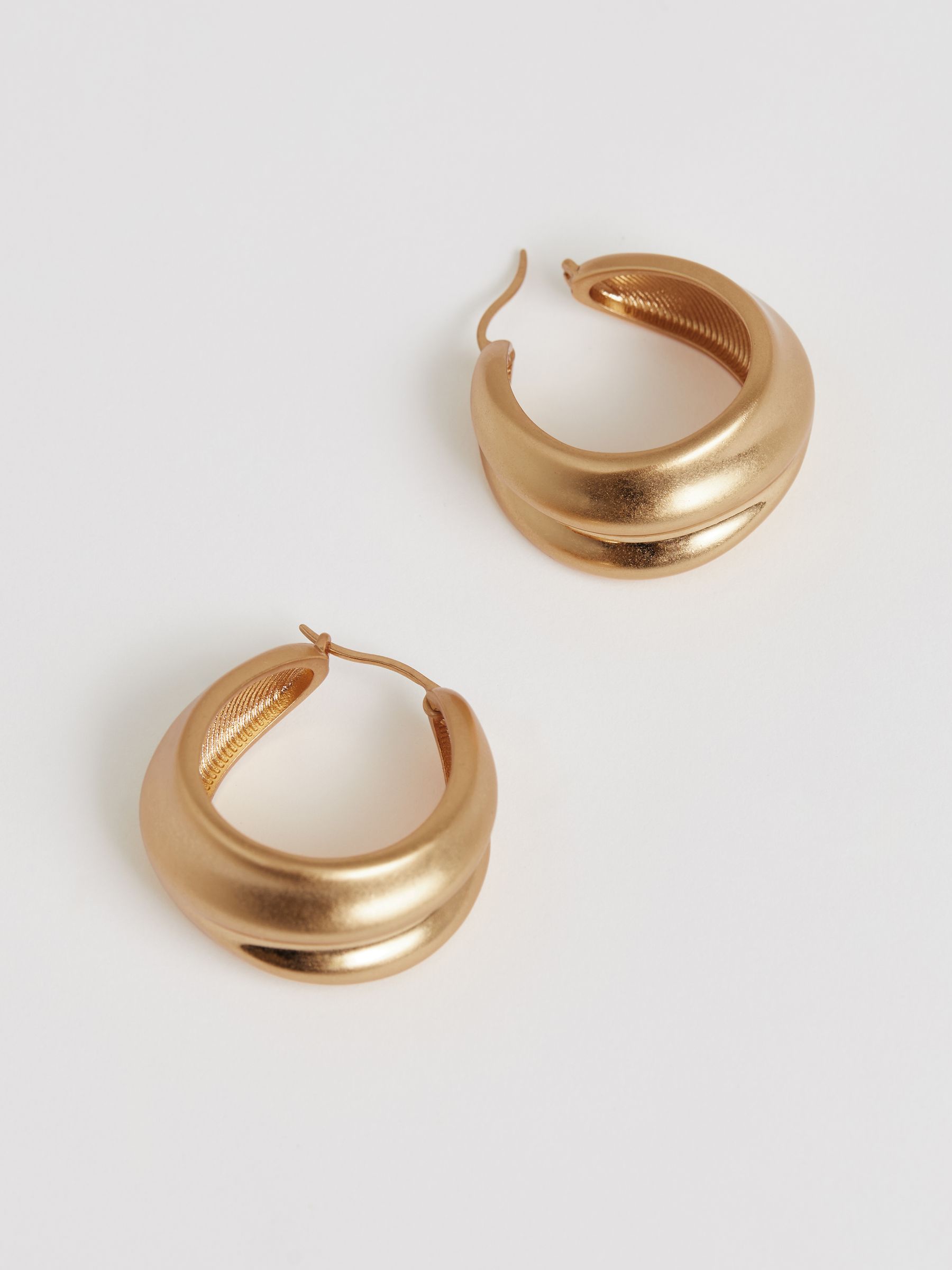 Sculptural Hoop Earrings in Gold Tone