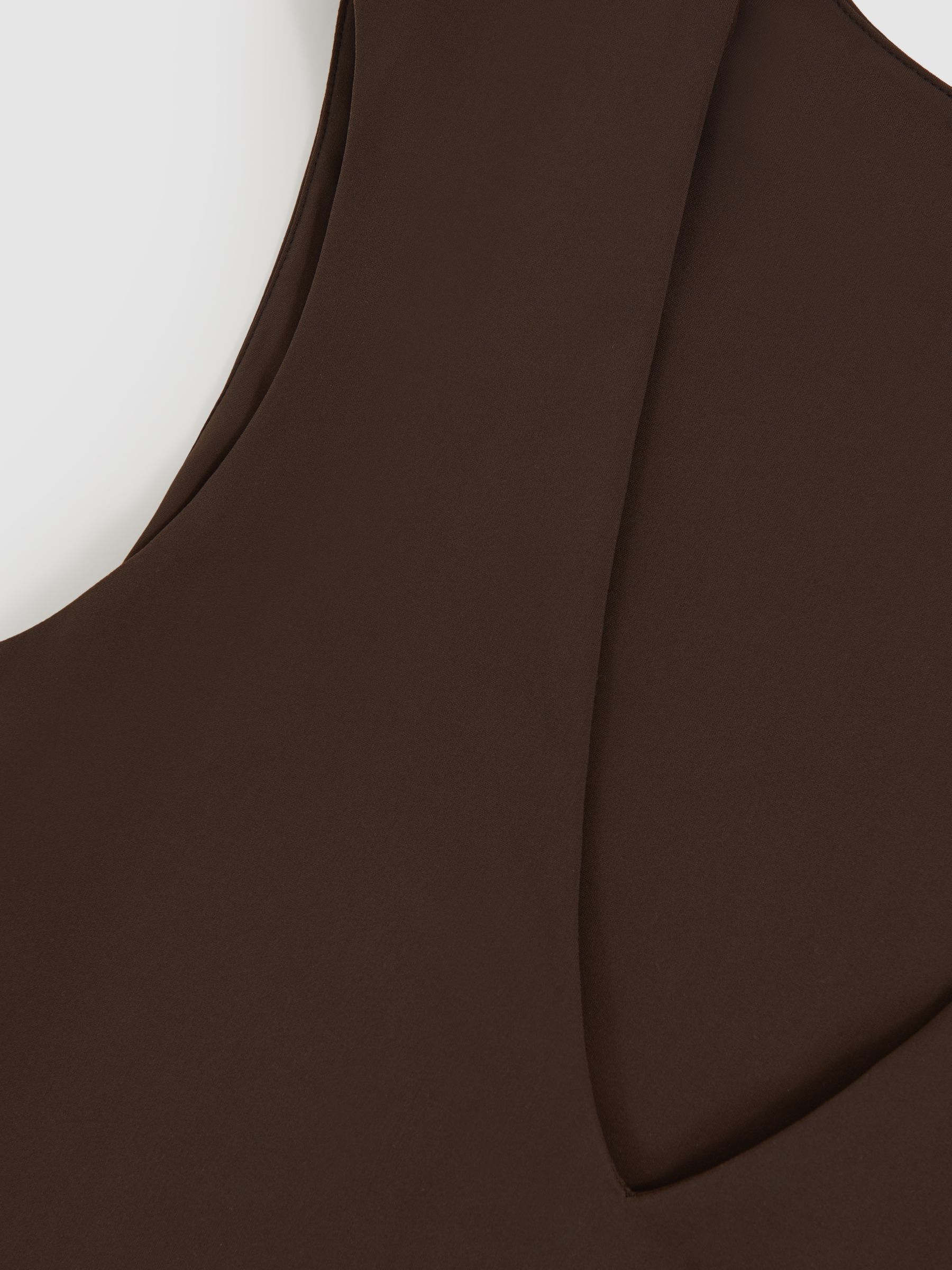 V-Neck Sleeveless Bodysuit in Chocolate Brown