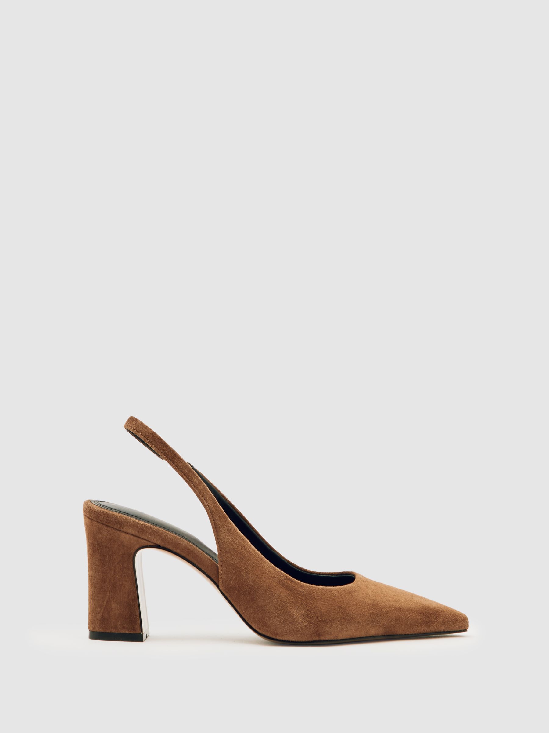 Suede Slingback Court Shoes in Tan