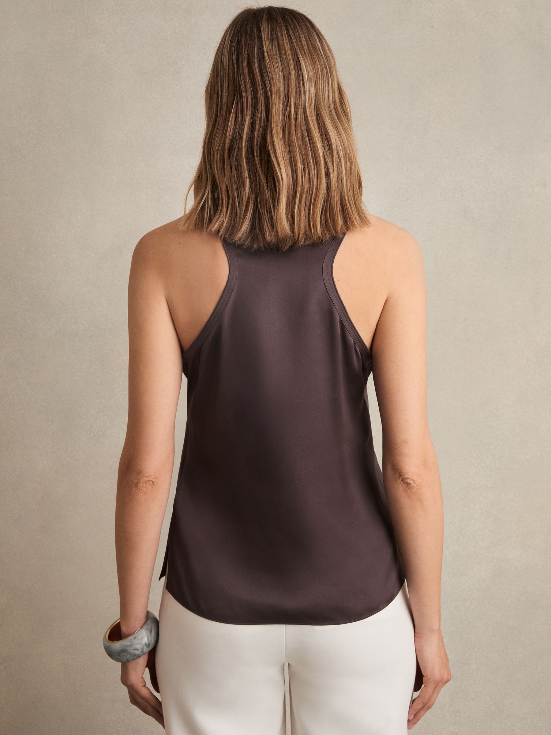 Silk Scoop-Neck Vest in Mauve